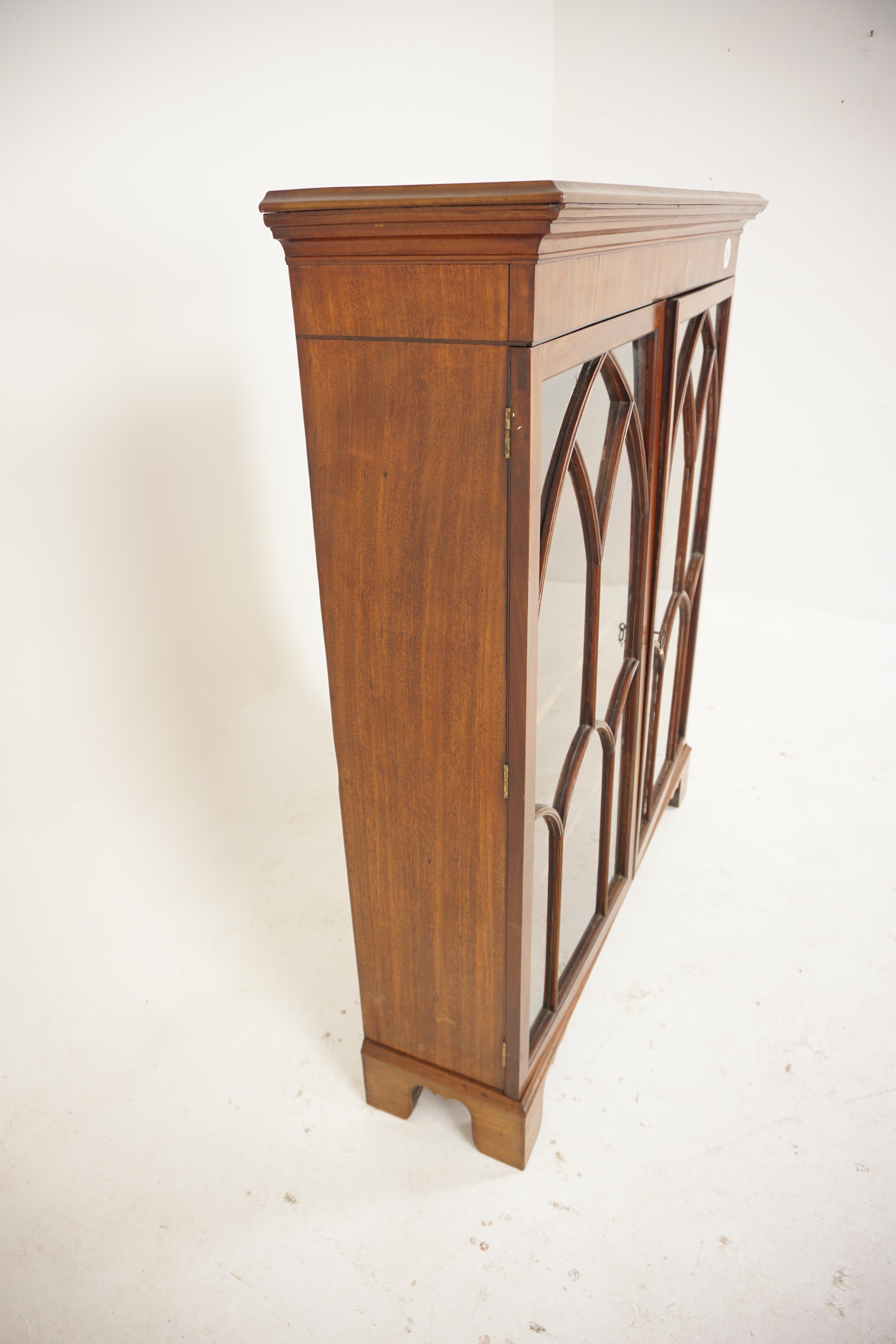 Ant. Victorian Walnut 2 Door Cabinet Bookcase, Display, Scotland 1890, H707 7