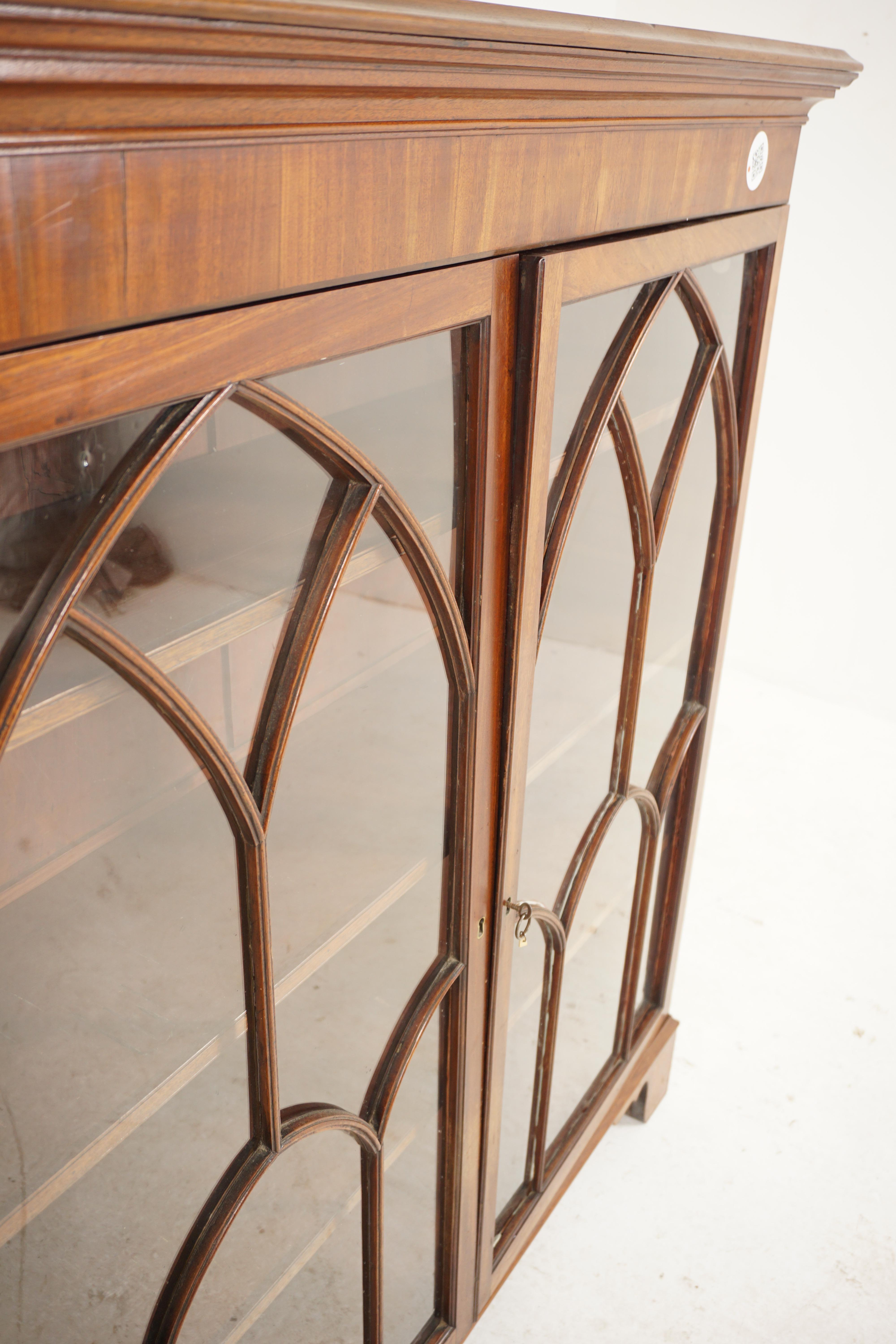 Ant. Victorian Walnut 2 Door Cabinet Bookcase, Display, Scotland 1890, H707 8