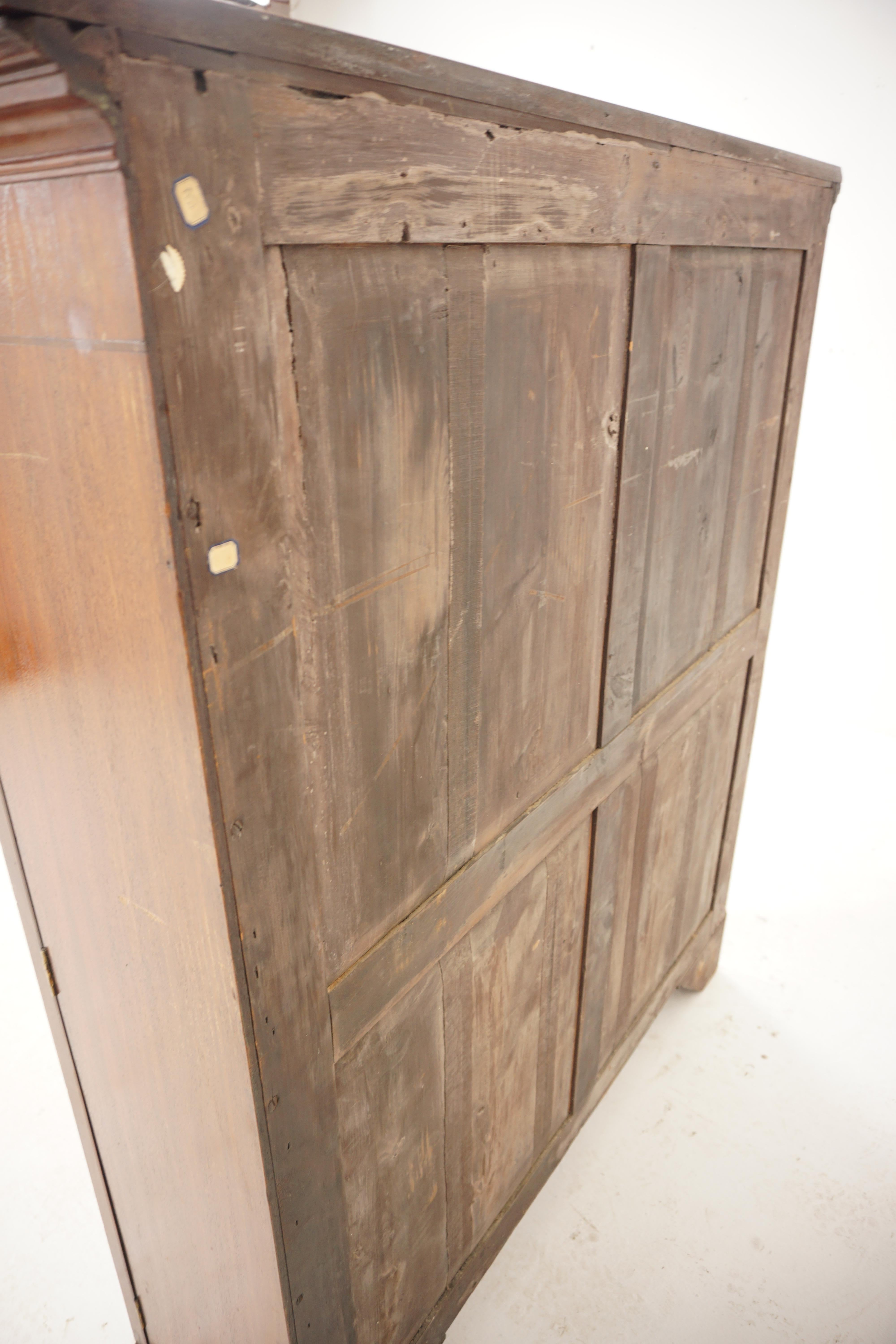 Ant. Victorian Walnut 2 Door Cabinet Bookcase, Display, Scotland 1890, H707 9