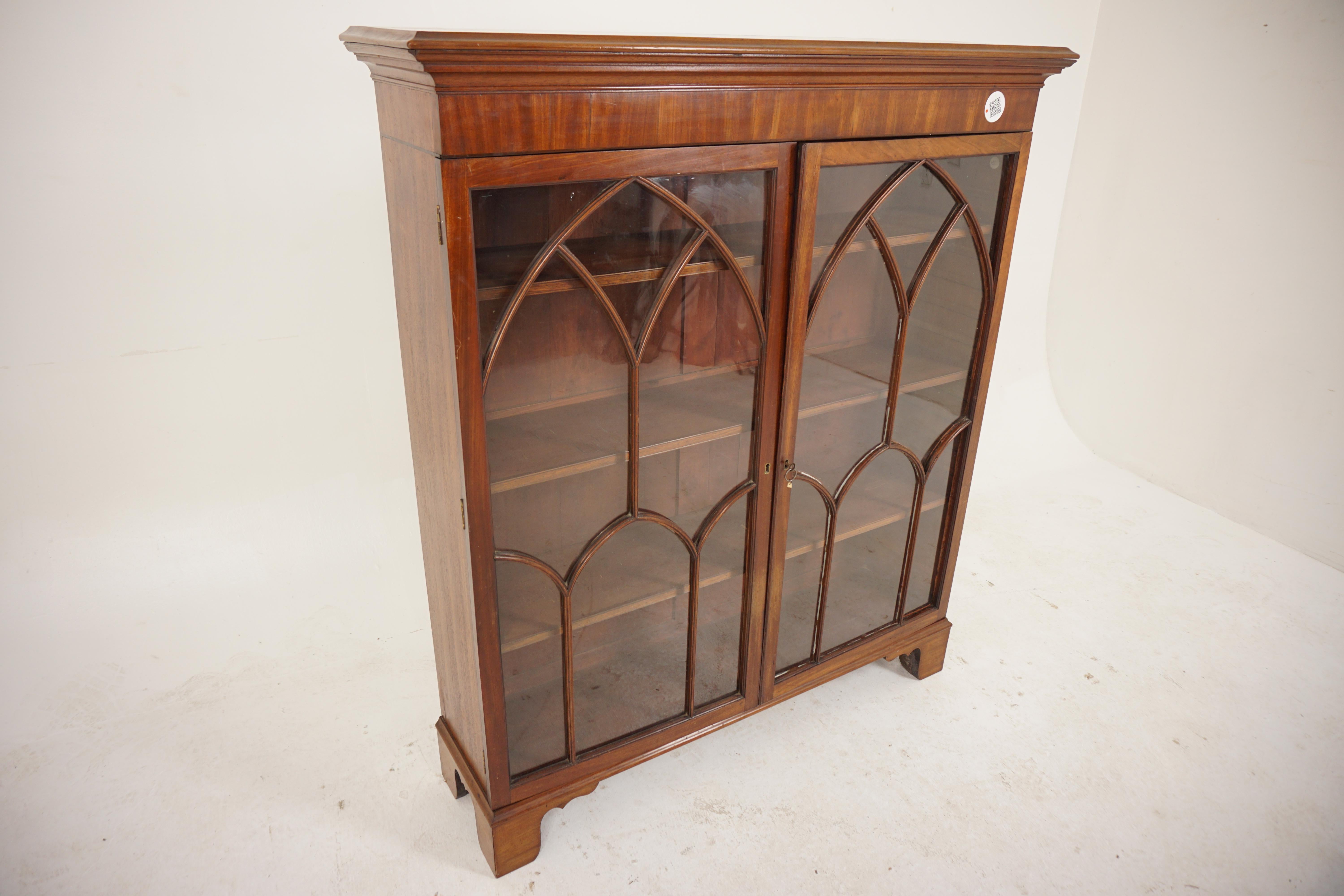 Scottish Ant. Victorian Walnut 2 Door Cabinet Bookcase, Display, Scotland 1890, H707