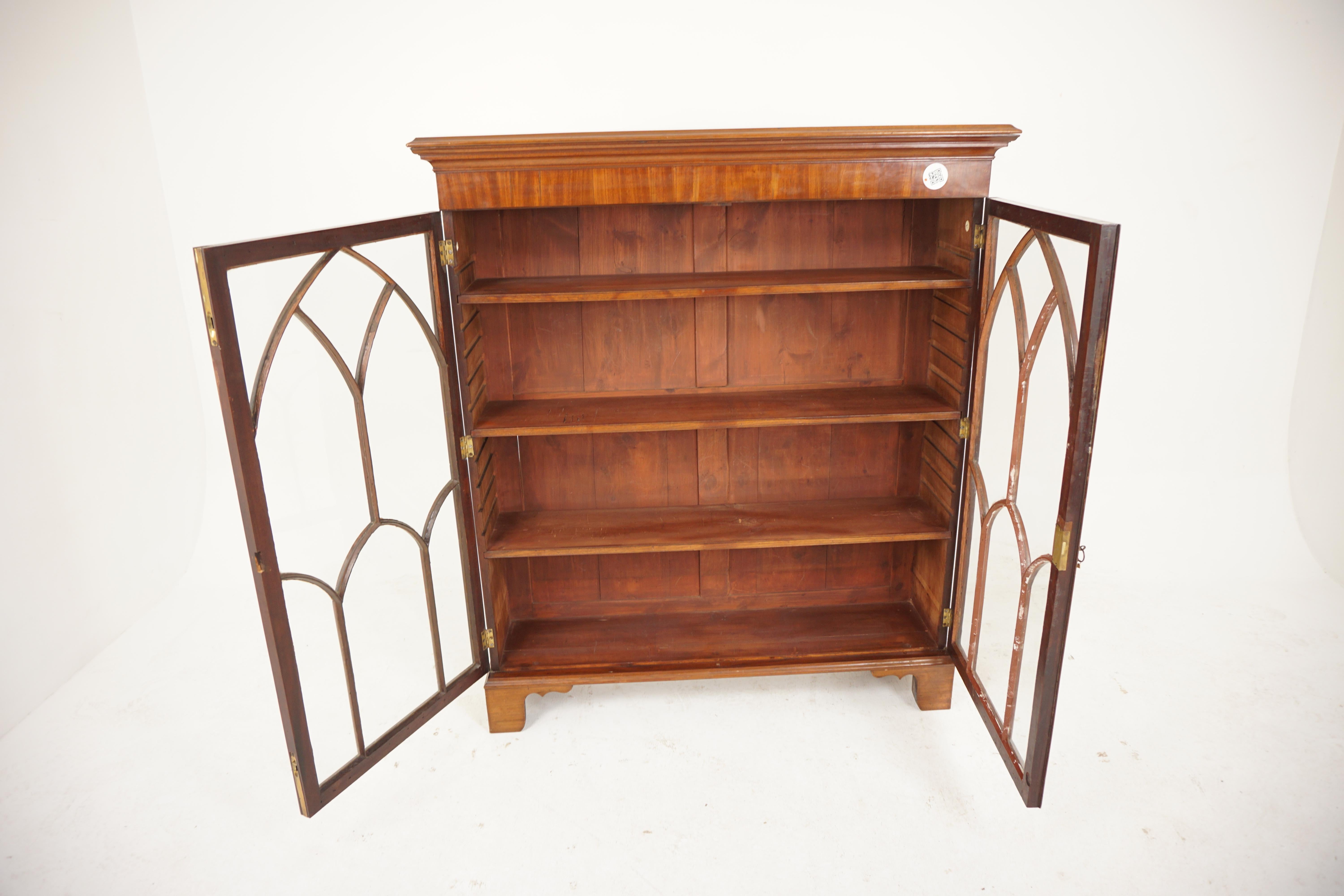 Late 19th Century Ant. Victorian Walnut 2 Door Cabinet Bookcase, Display, Scotland 1890, H707