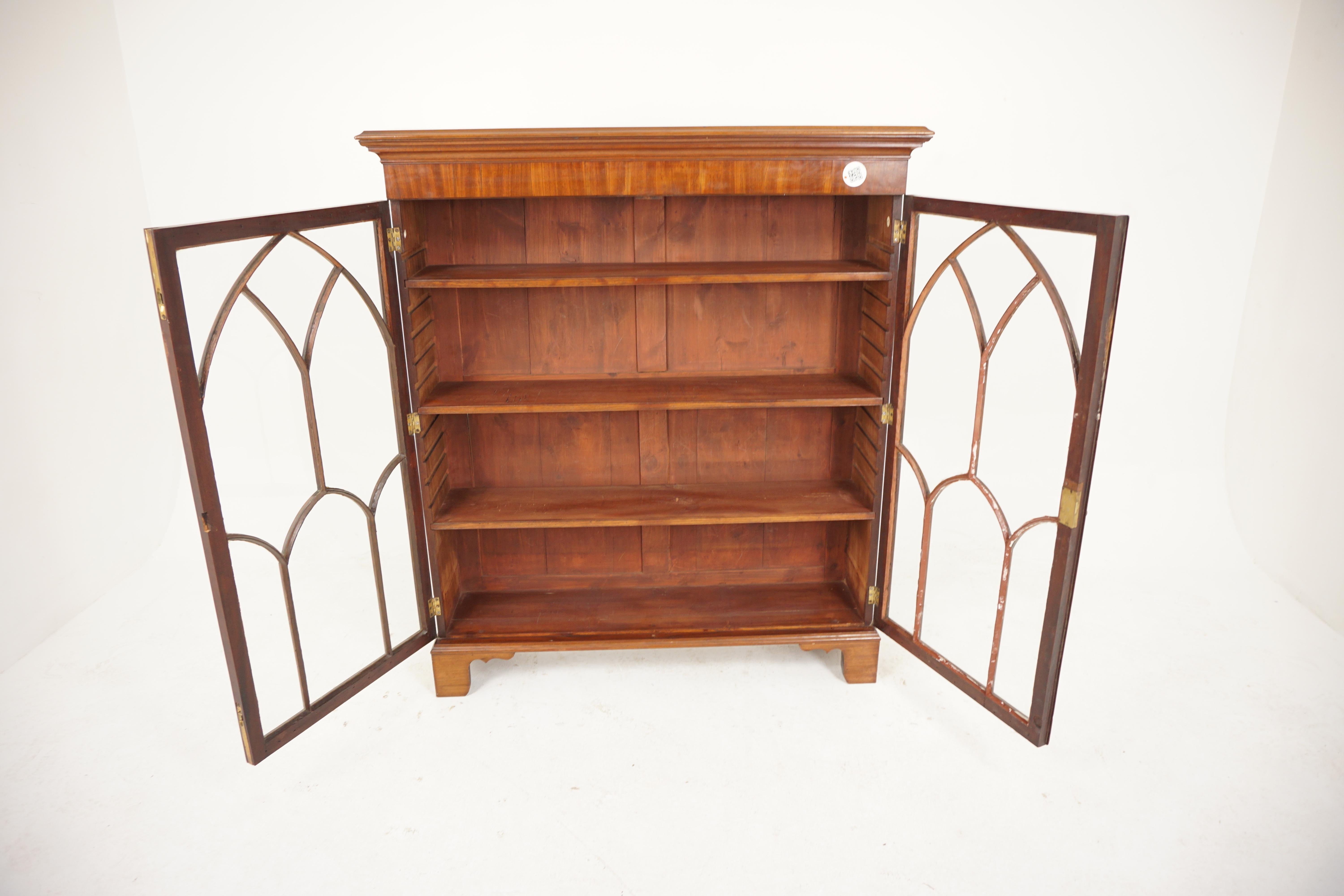 Ant. Victorian Walnut 2 Door Cabinet Bookcase, Display, Scotland 1890, H707 1