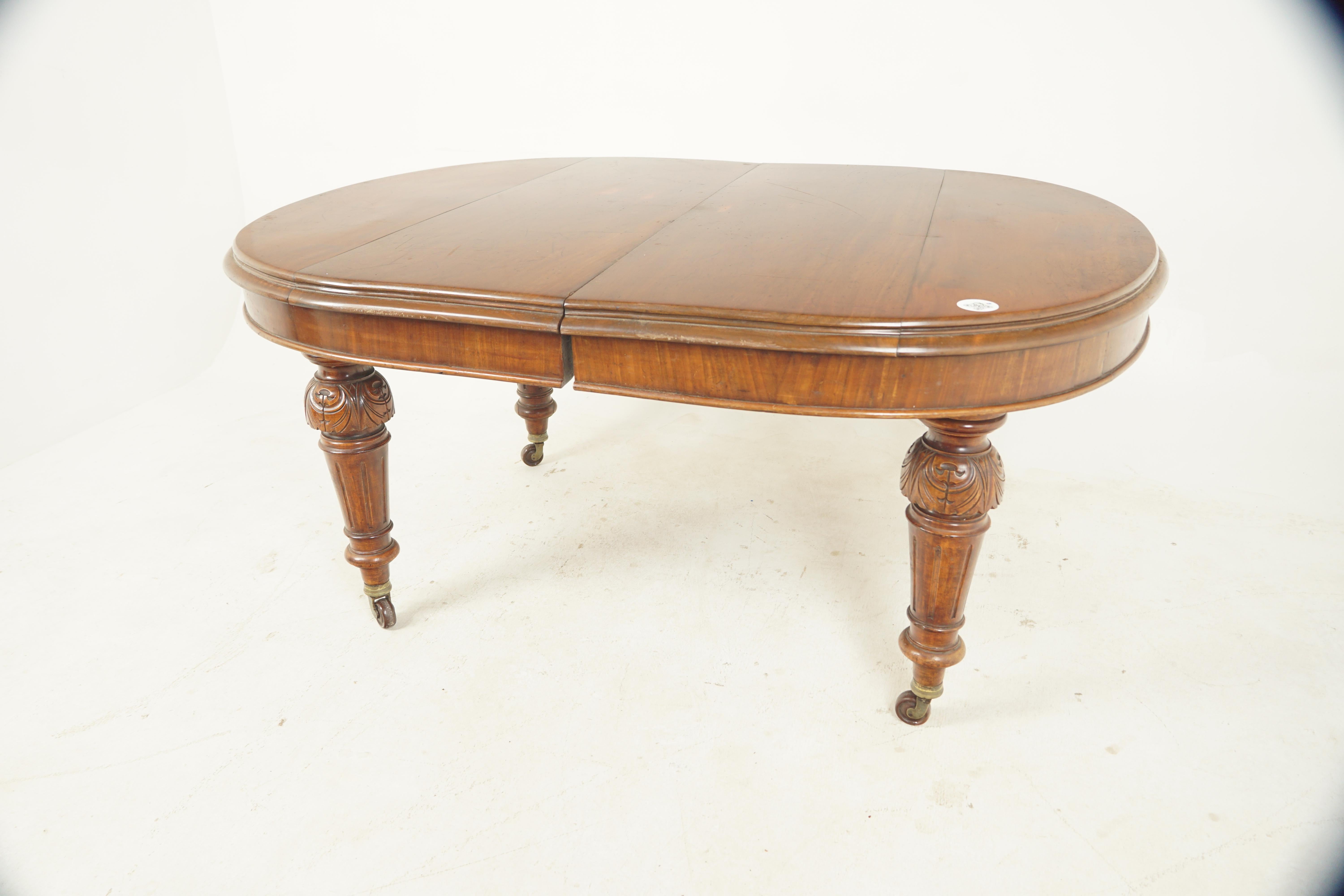 Scottish Ant. Victorian Walnut 2 Leaf Circular Extending Dining Table, Scotland 1880 H648
