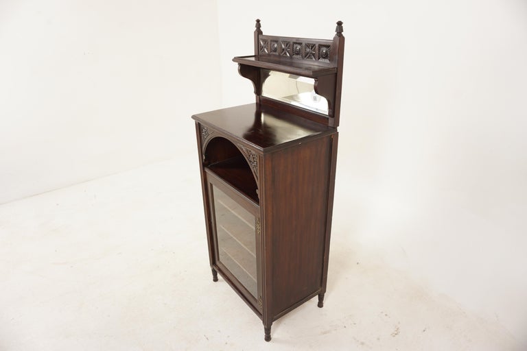 Ant. Victorian Walnut Sheet Music Cabinet, Display Cabinet, Scotland 1880, H055 In Good Condition For Sale In Vancouver, BC