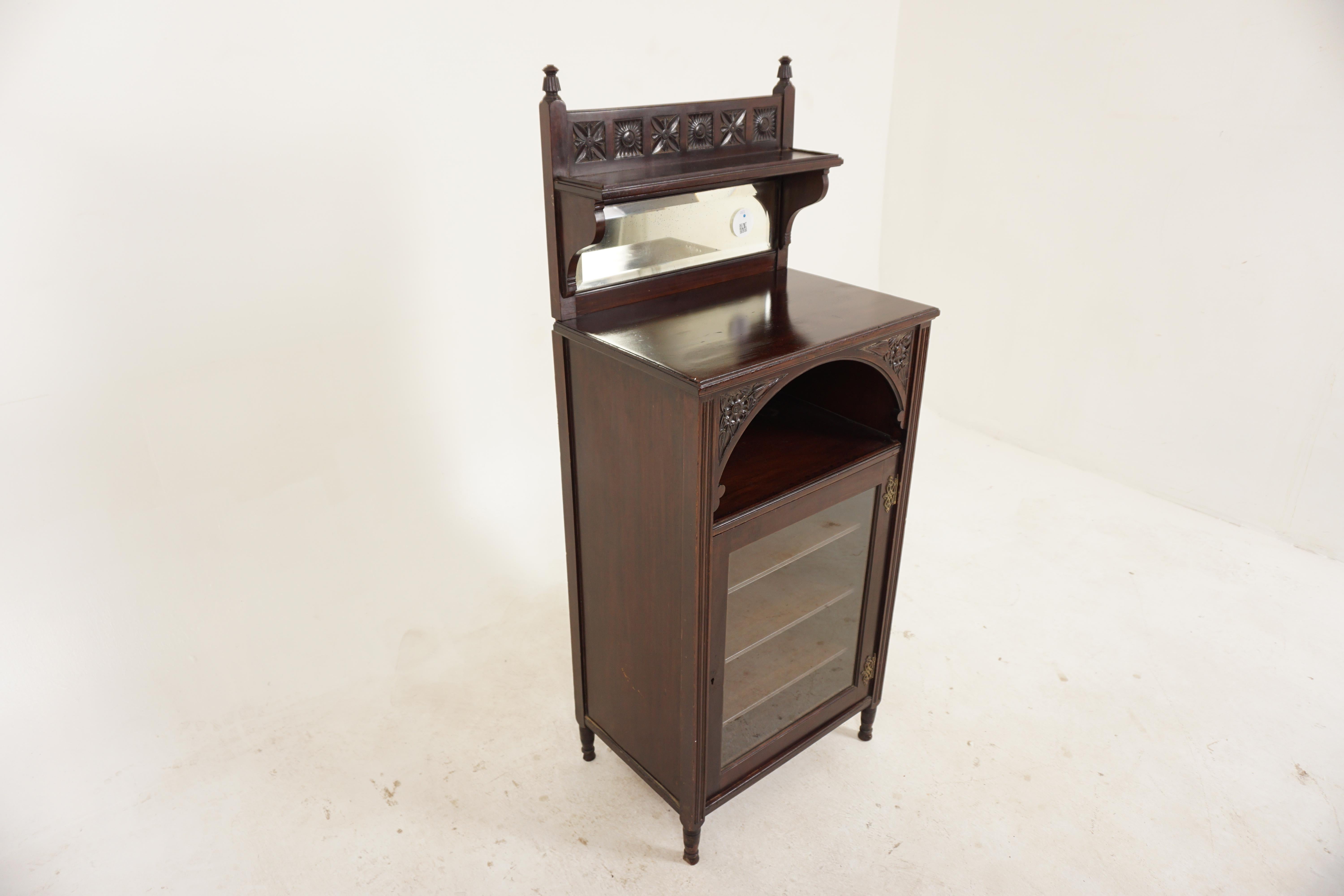 Late 19th Century Ant. Victorian Walnut Sheet Music Cabinet, Display Cabinet, Scotland 1880, H055