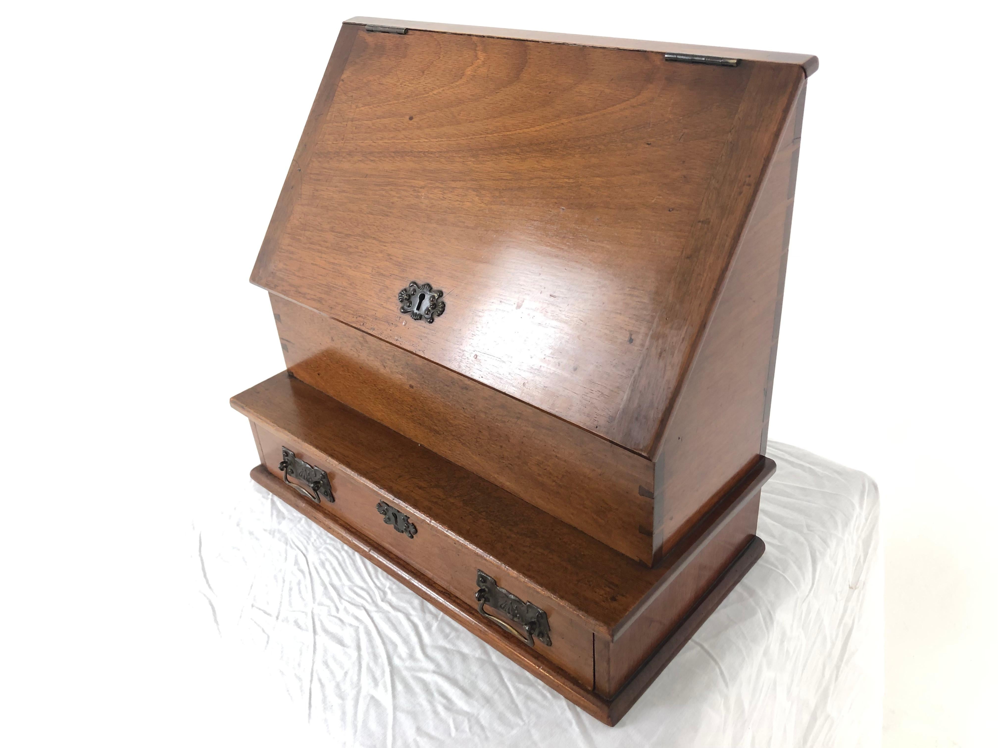 Scottish Ant. Victorian Walnut Stationary Box with Letter Racks, Scotland 1905, H831 For Sale