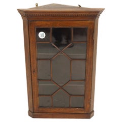 Antique Ant. Victorian Walnut Wall Hanging Corner Cabinet, Scotland 1840