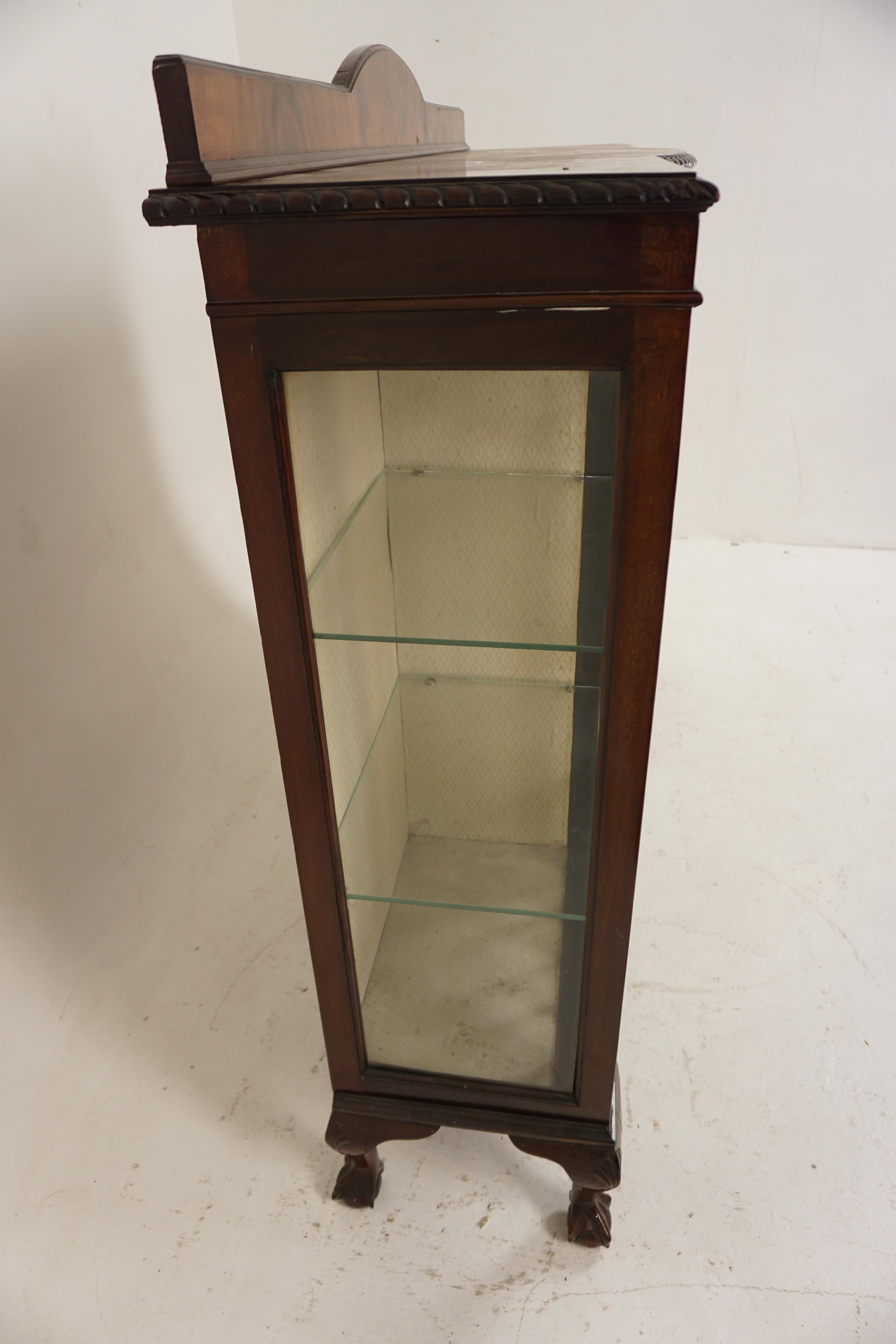 Ant. Walnut Display Case, China Cabinet Quality Bow Front, Scotland 1900, H732 For Sale 7
