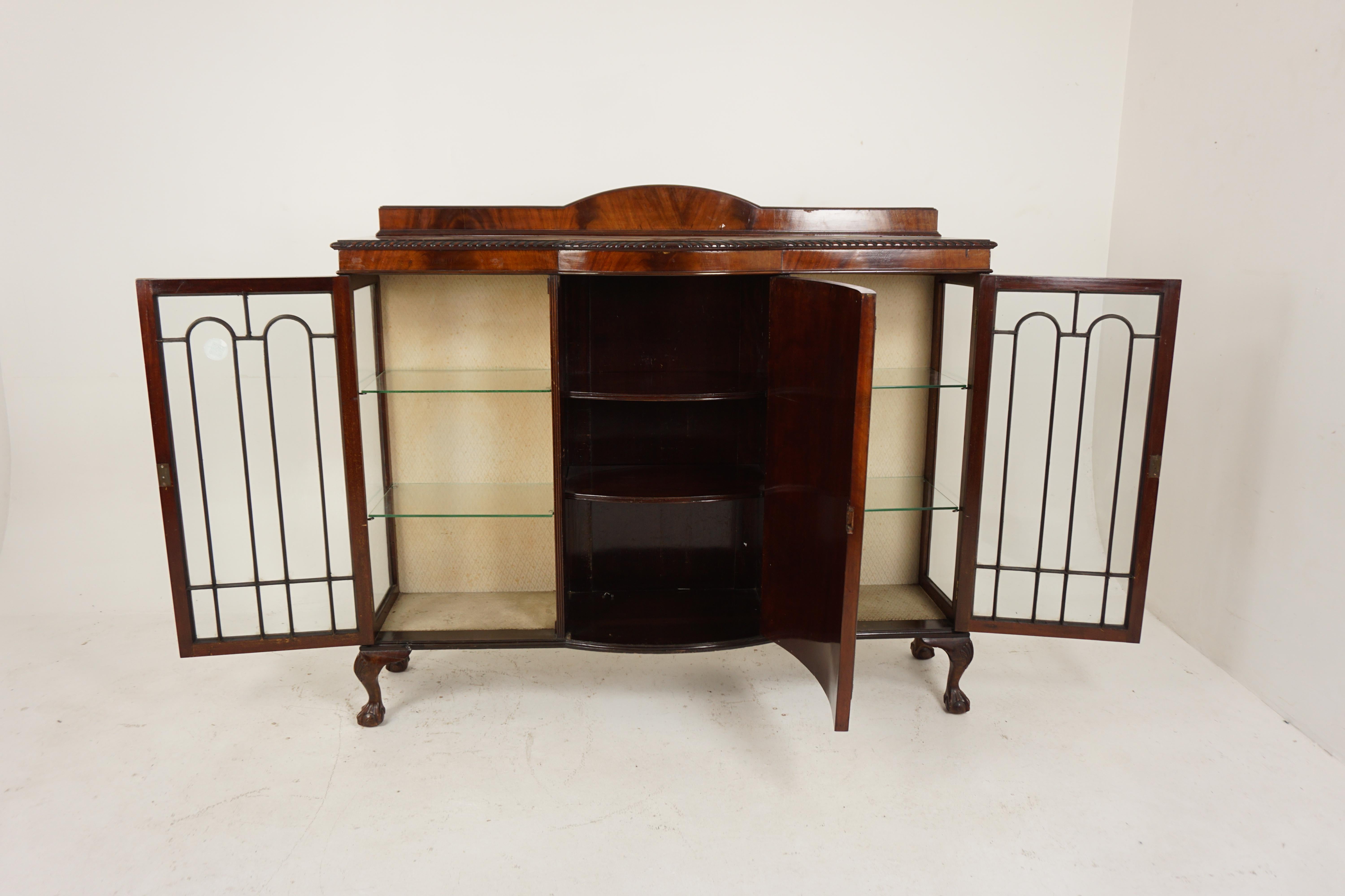 Early 20th Century Ant. Walnut Display Case, China Cabinet Quality Bow Front, Scotland 1900, H732 For Sale