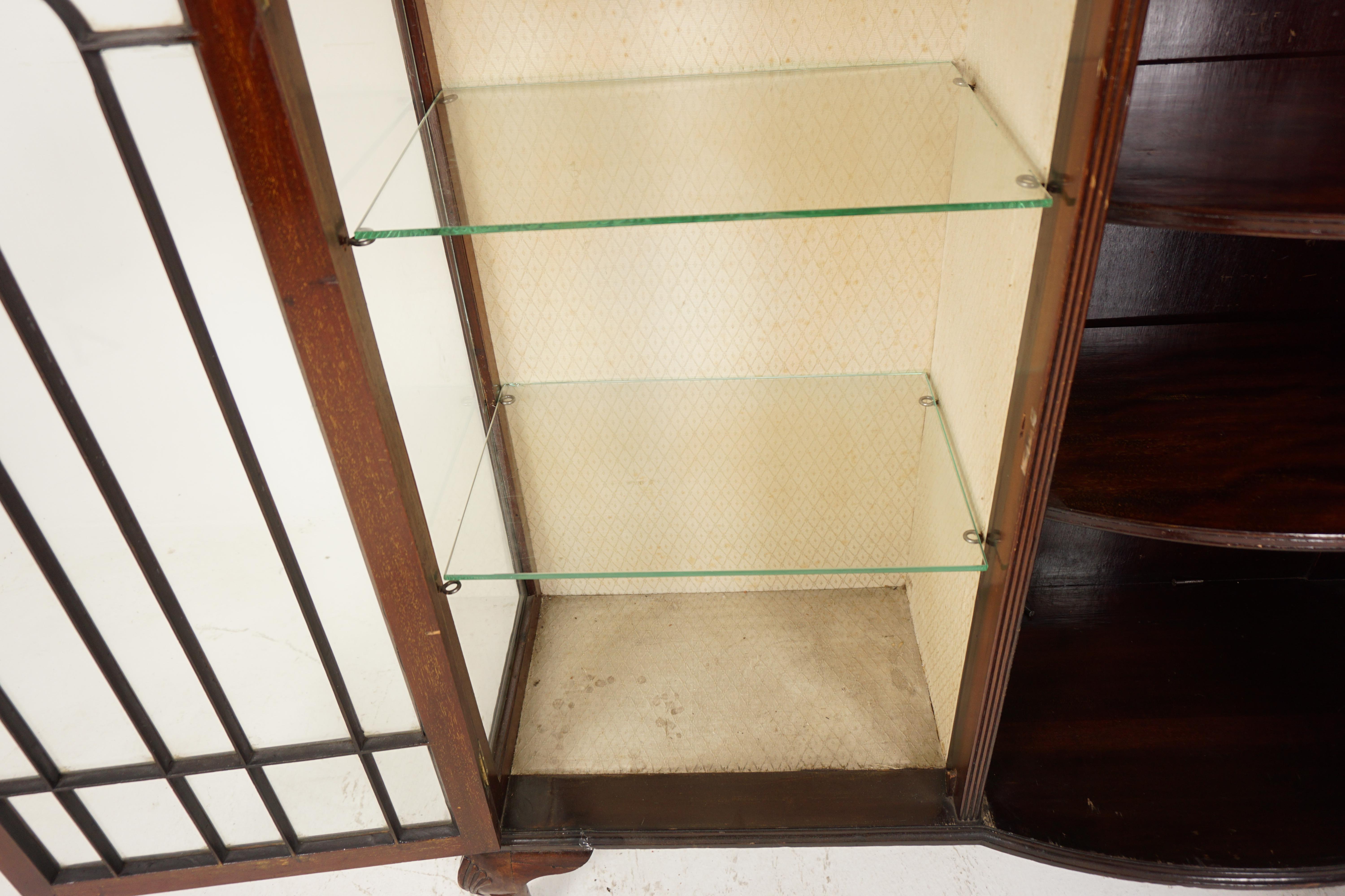 Ant. Walnut Display Case, China Cabinet Quality Bow Front, Scotland 1900, H732 For Sale 2