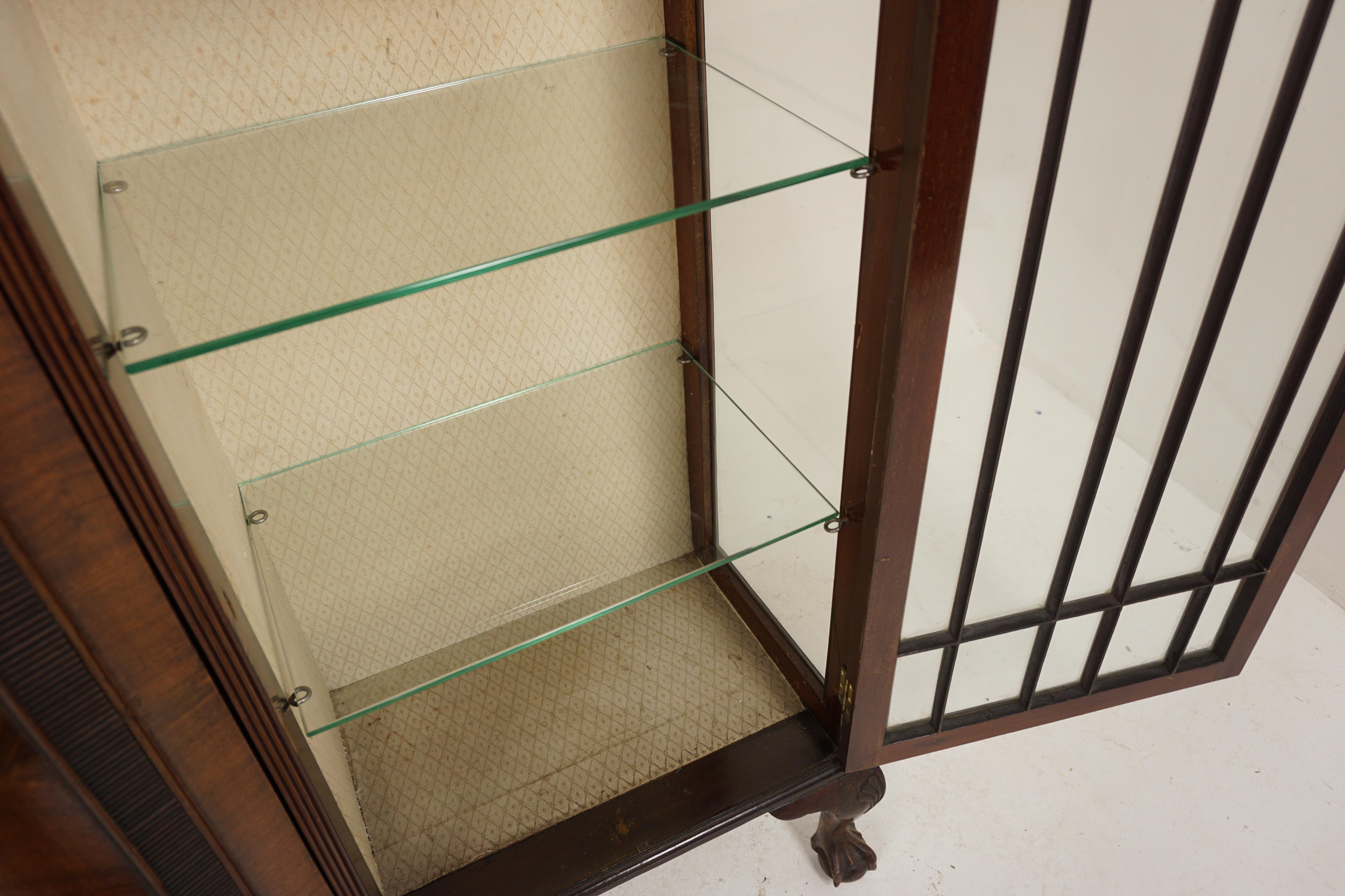 Ant. Walnut Display Case, China Cabinet Quality Bow Front, Scotland 1900, H732 For Sale 3