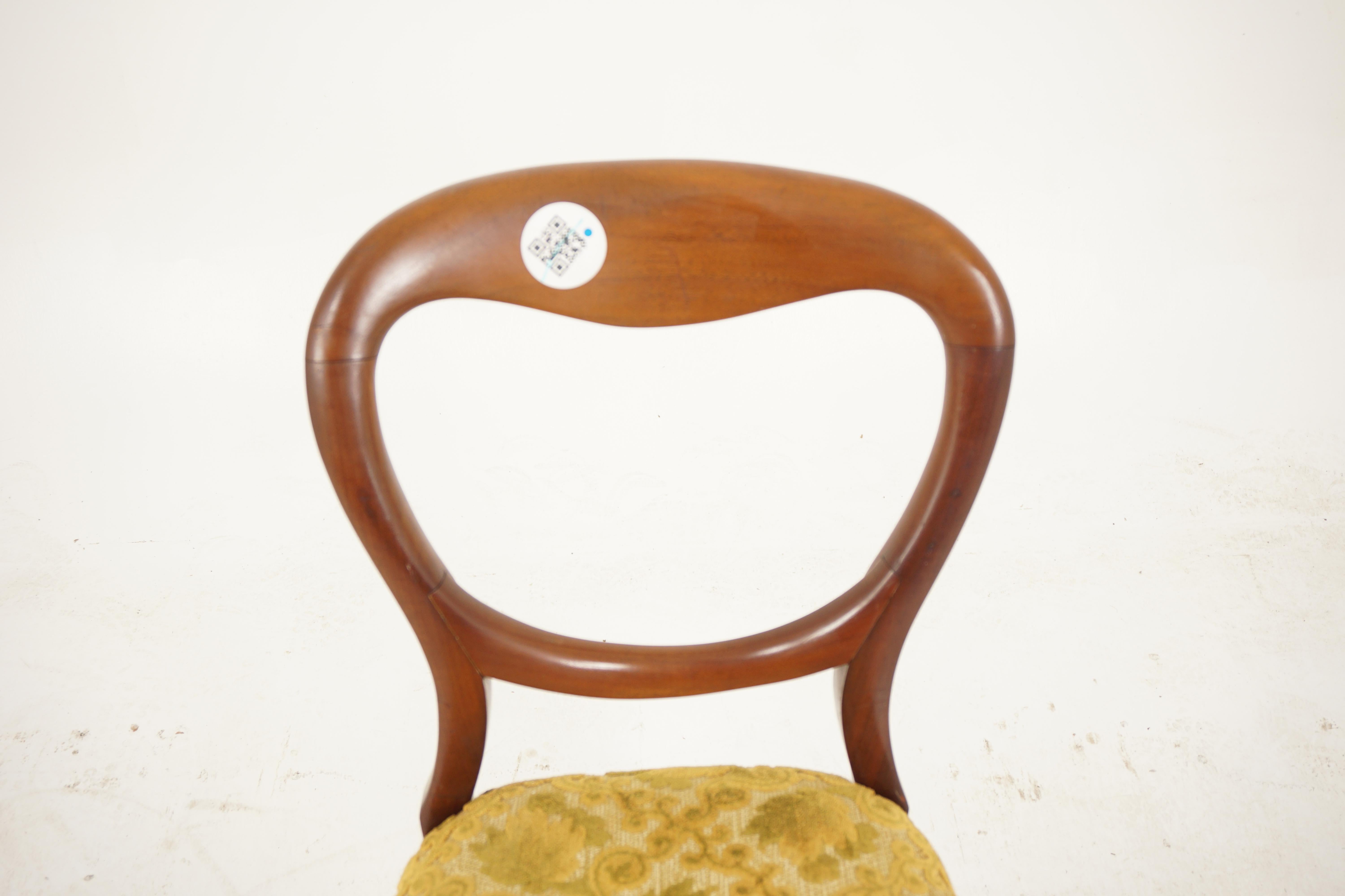 Ant. Viktorianischer Stuhl aus Nussbaumholz mit Ballonrückenlehne, Schottland, 1890 im Zustand „Gut“ im Angebot in Vancouver, BC