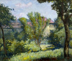 Home in the Countryside (Impressionistisches Ölgemälde auf Tafel, um 1910)