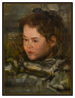 Antal Berkes Rare Oil Painting On Board Original Female Portrait Signed Artwork