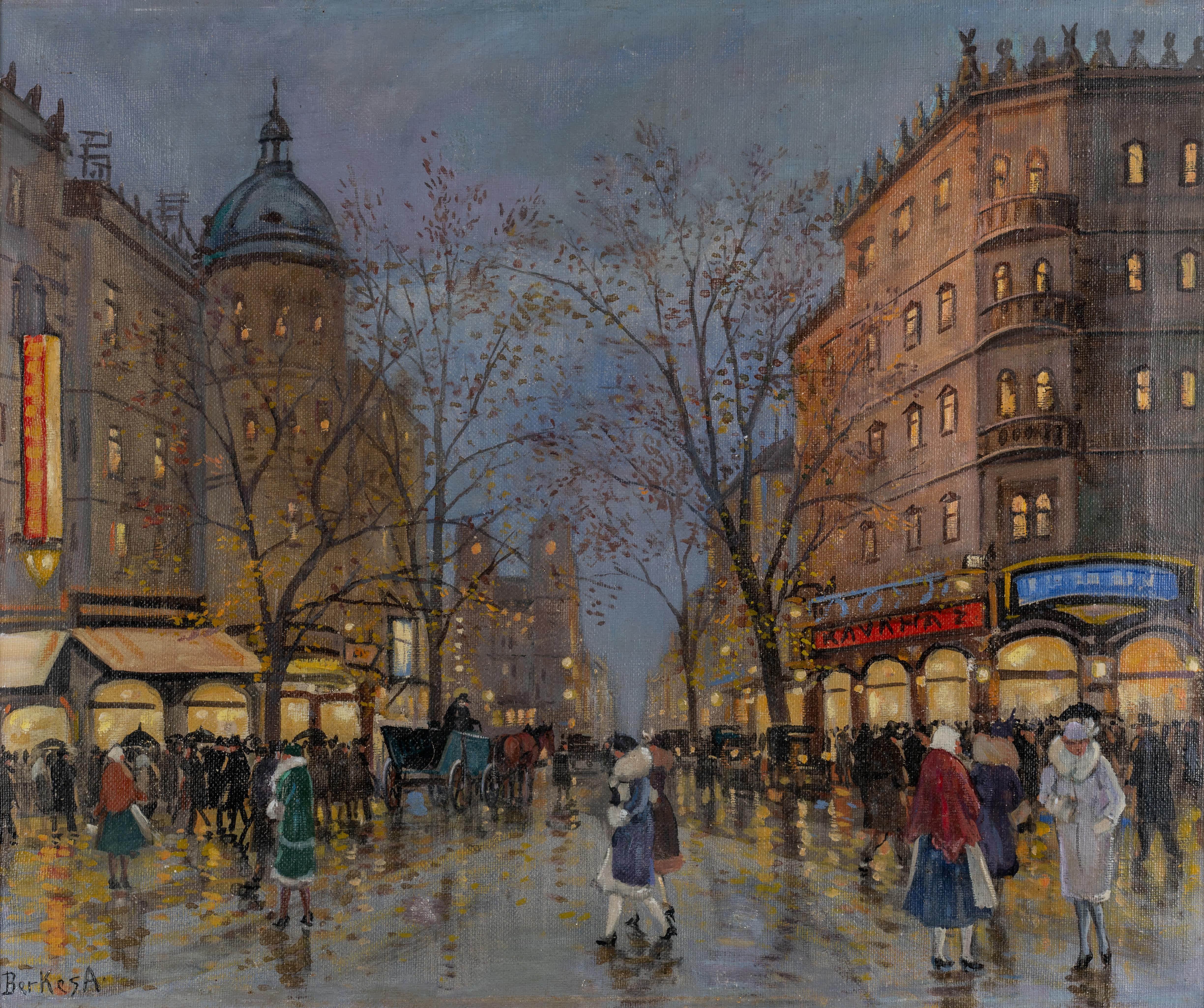 Notte in città - Painting di Antal Berkes