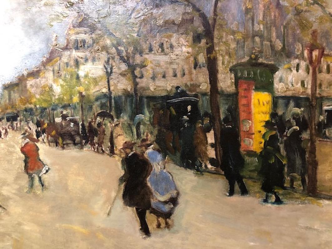 Paris Street Scene - Other Art Style Painting by Antal Berkes