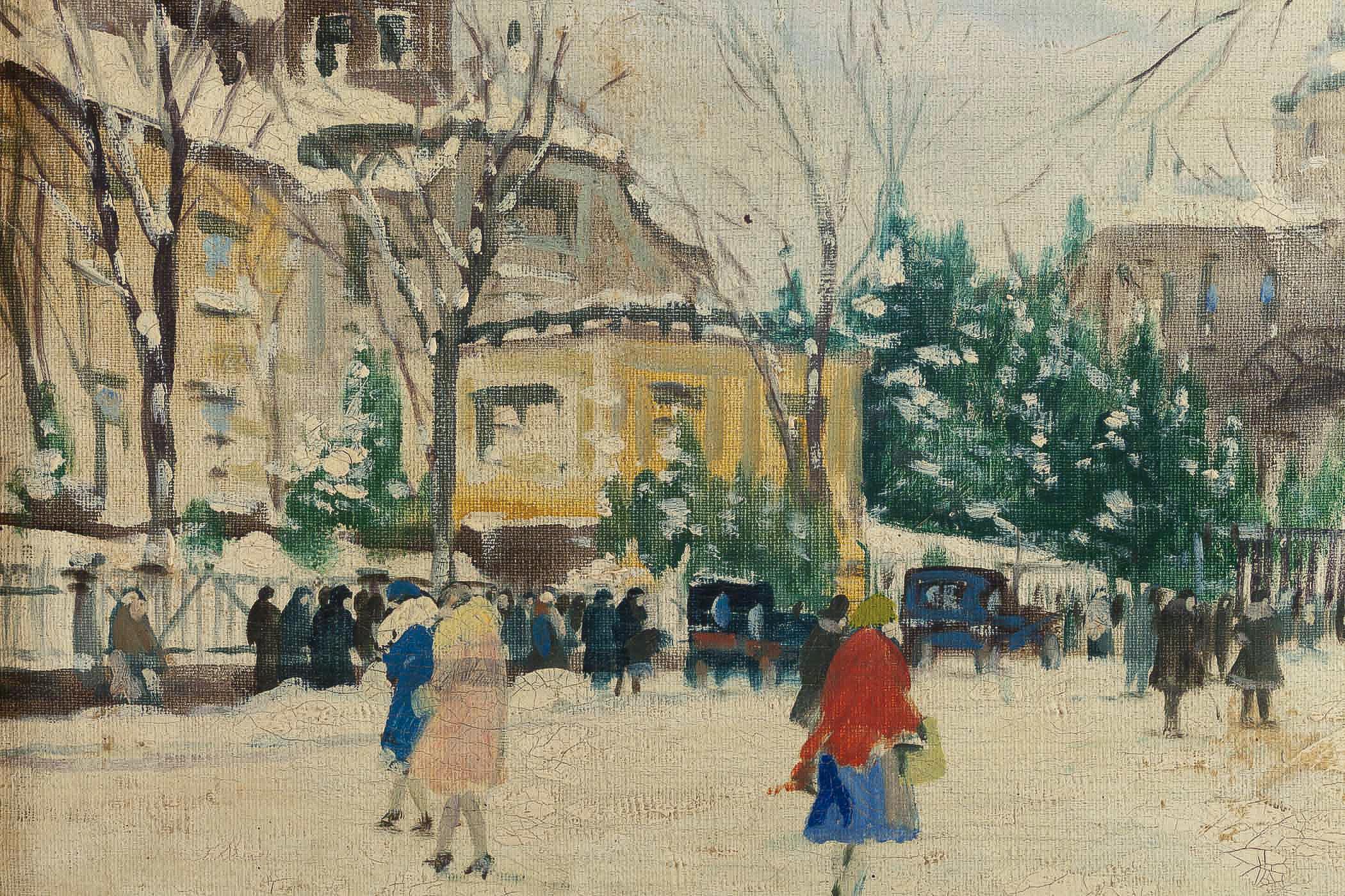 Antal Berkes Pair of Oil on Canvas Views of Paris, circa 1920 For Sale 7