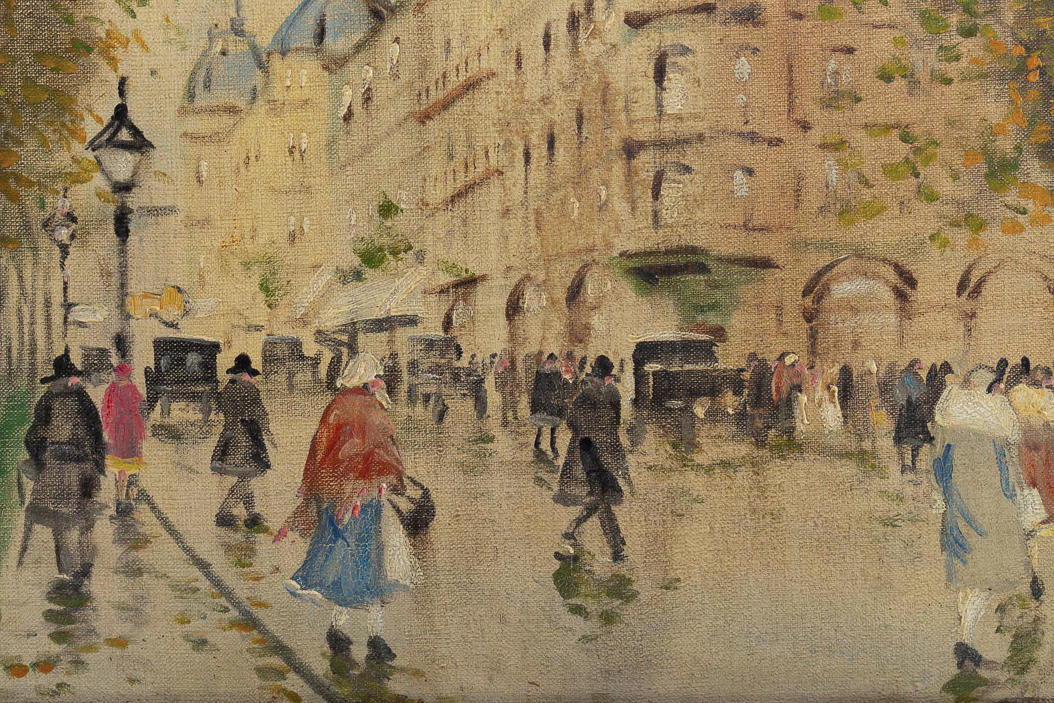 Hand-Painted Antal Berkes Pair of Oil on Canvas Views of Paris, circa 1920 For Sale