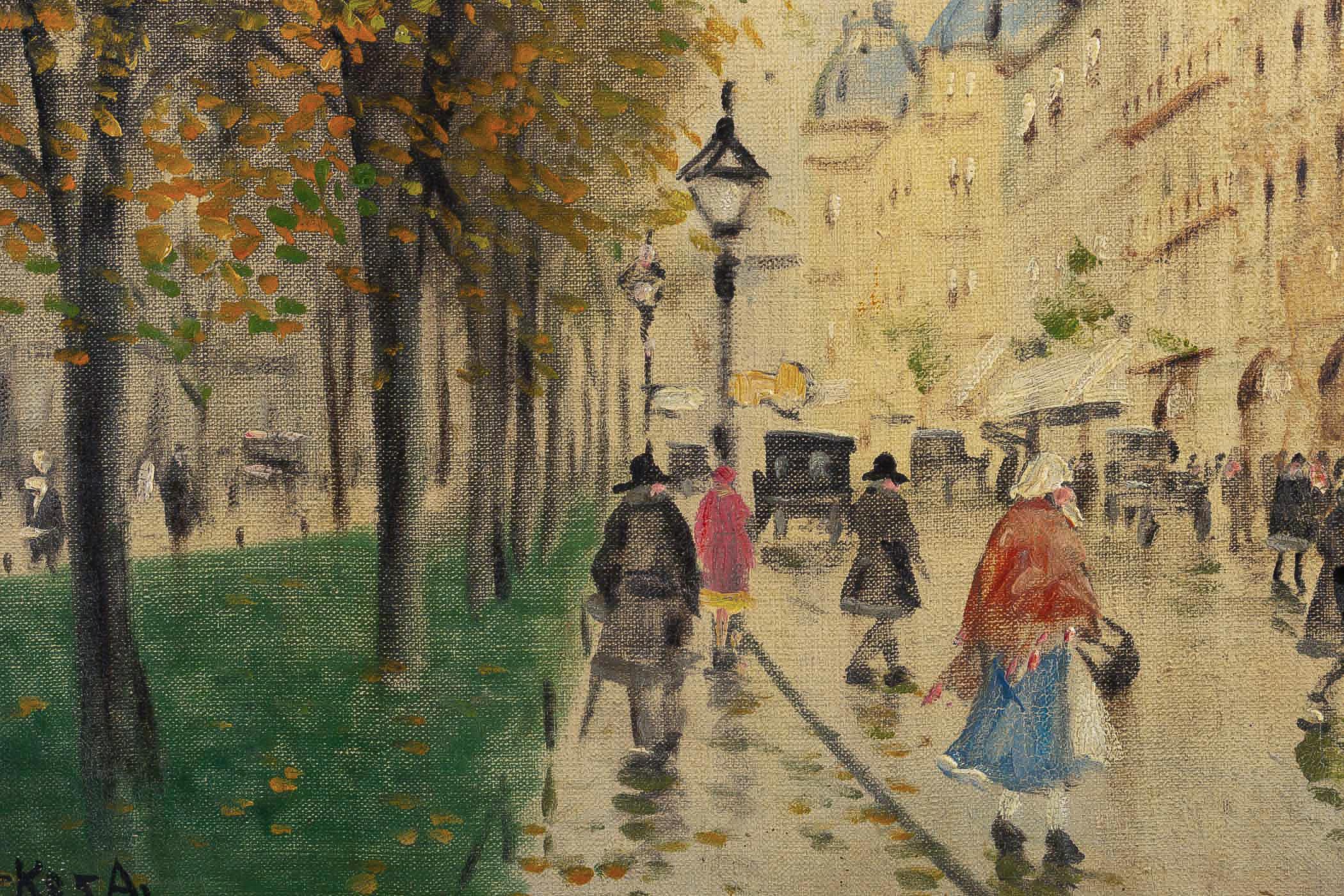 20th Century Antal Berkes Pair of Oil on Canvas Views of Paris, circa 1920 For Sale