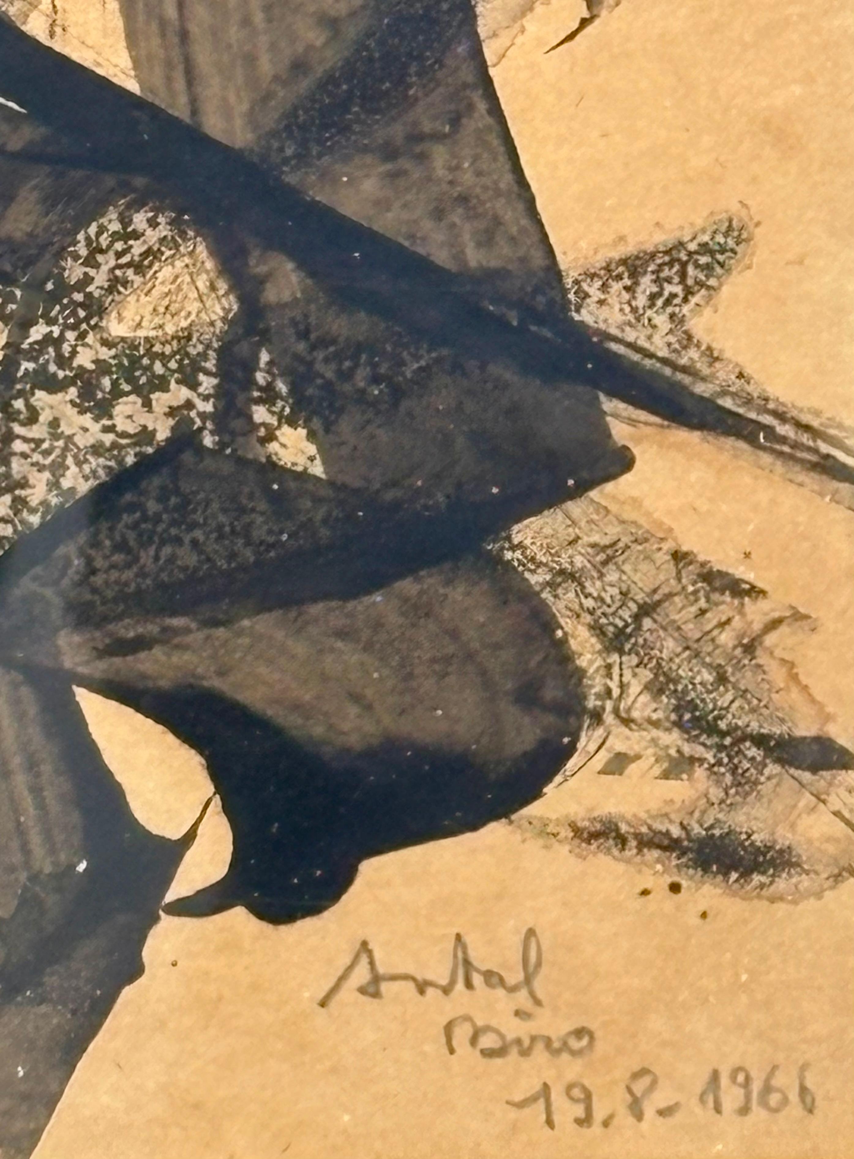 Antal Biro, húngaro (1907-1990) , gouache , firmado y fechado 1966 Moderno de mediados de siglo en venta