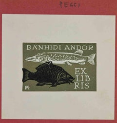 Ex Libris - Ba'nhidi Andor - Etching by Antal Fery - 1964