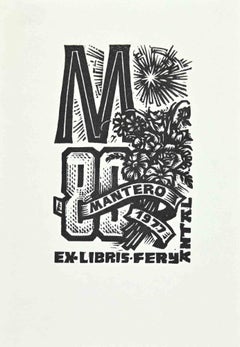Ex Libris - Fery  Antal - woodcut by Antal Fery - 1977