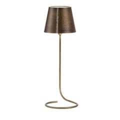 Antares Halbkreis-Tischlampe aus antikisiertem Messing, kabellos, von Harari