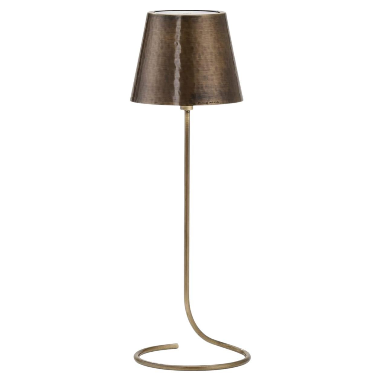 Antares Half-Circle Antiqued Brass Wireless Table Lamp by Harari