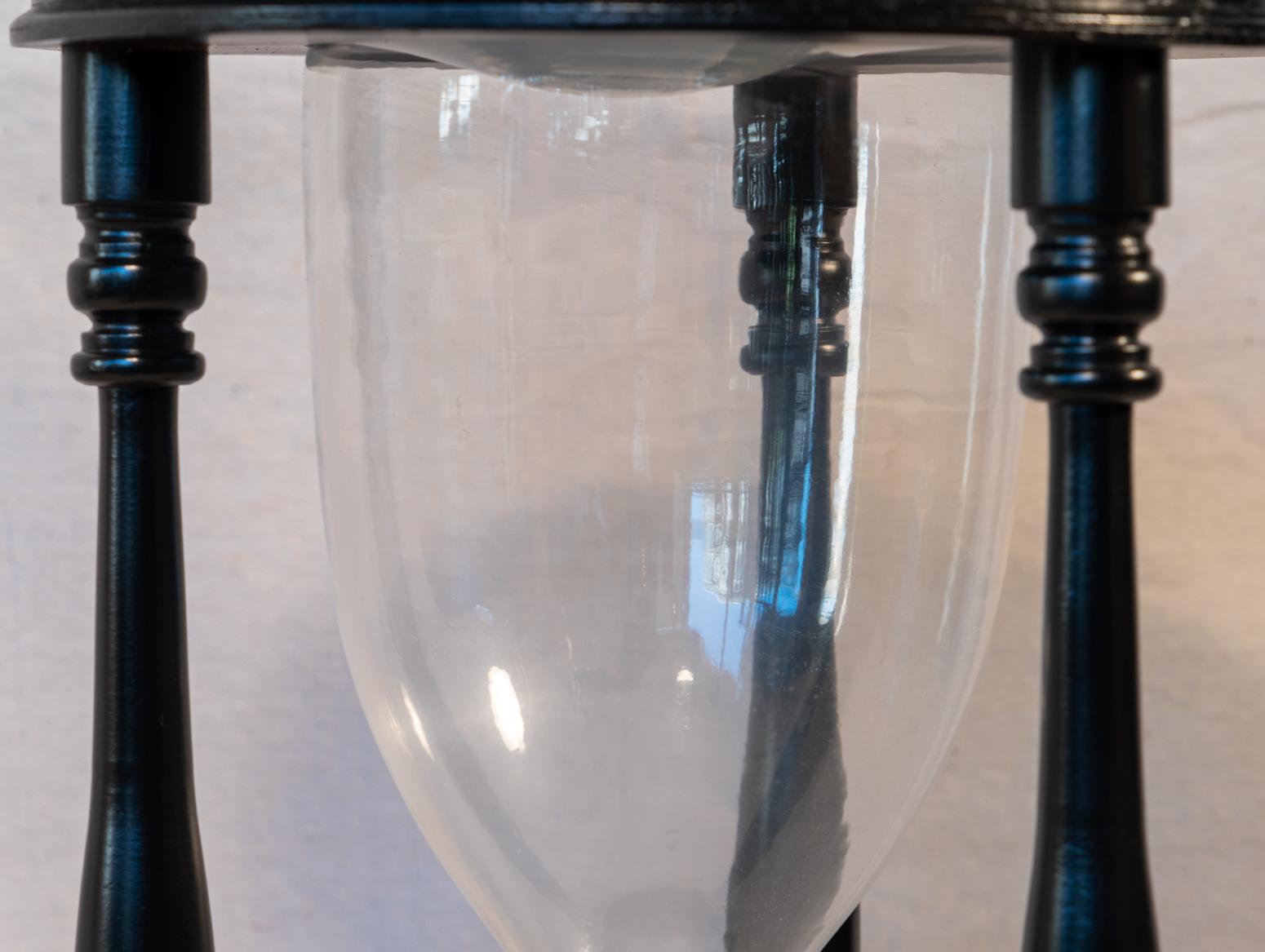 Fantasy Hour Glass Ebonized Walnut and Hand Blown Glass In Good Condition In San Francisco, CA