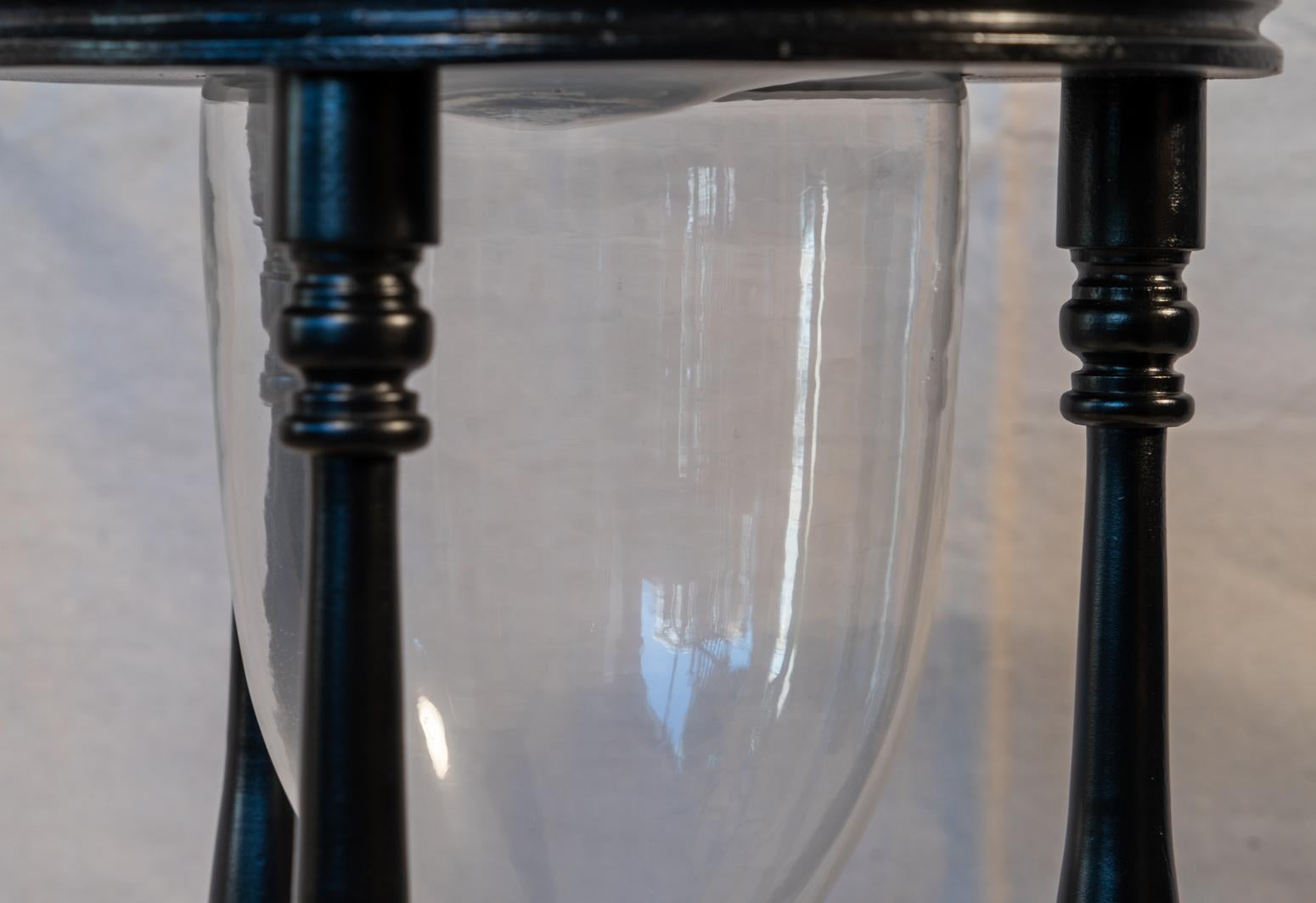 Early 20th Century Fantasy Hour Glass Ebonized Walnut and Hand Blown Glass