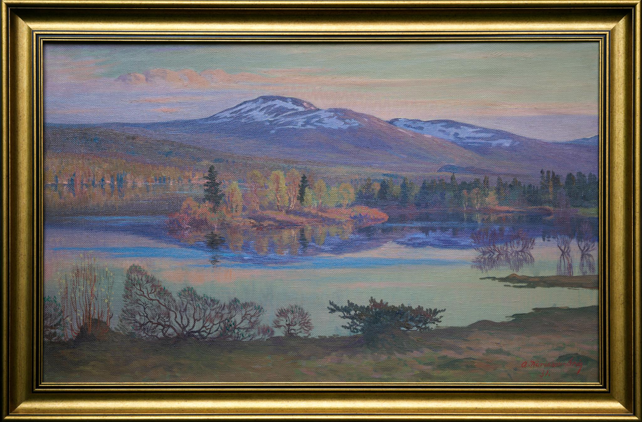 Magnífica vista de montaña desde Hålland, Åre, Suecia - Painting Realista de Ante Karlsson-Stig