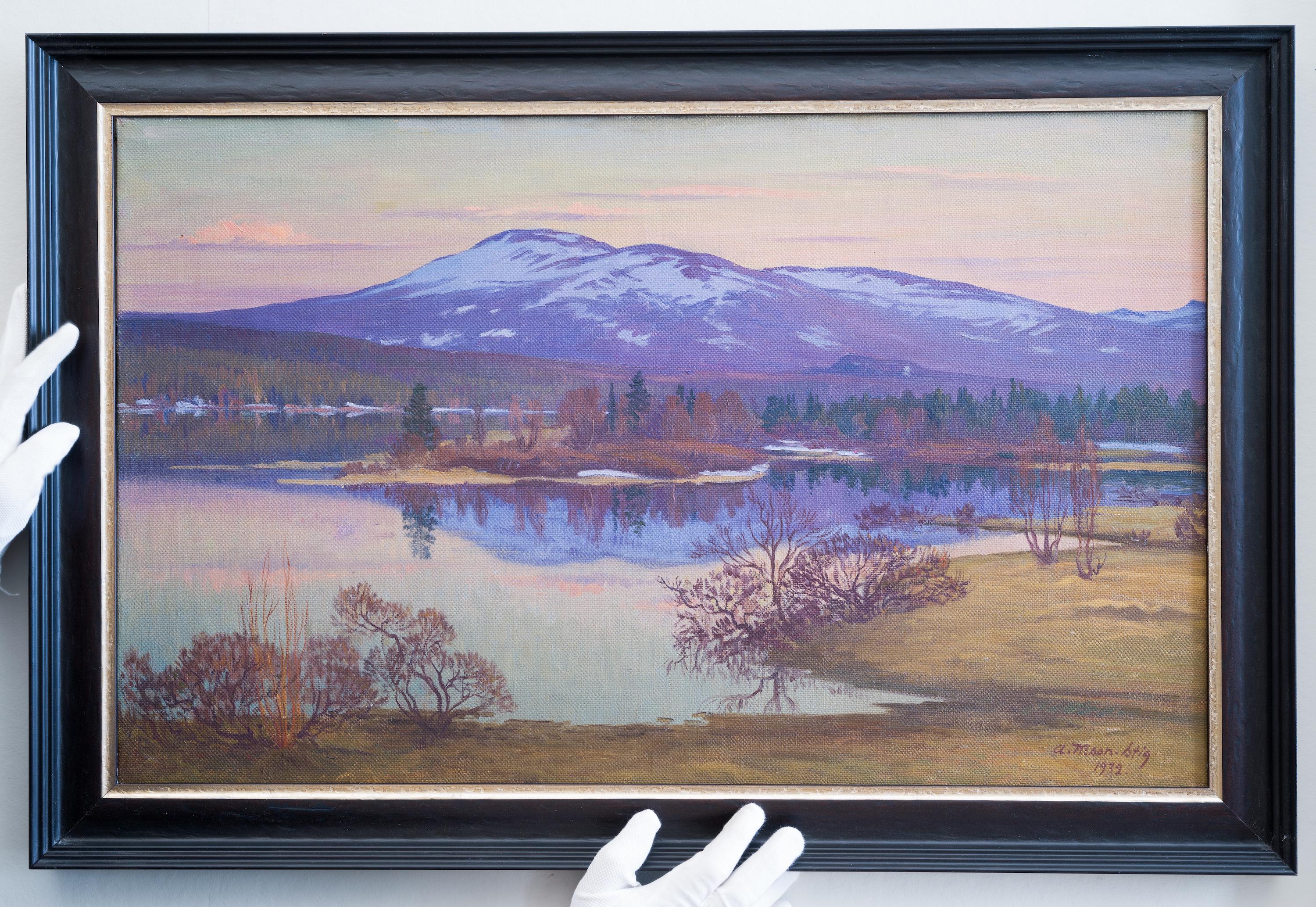 Vue de la montagne de Hålland, Åre, par l'artiste suédois Ante Karlsson-Stig, de 1932 en vente 2