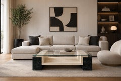 ANTEA Coffee Table Black Marquina Marble Cream Marble Glass Joaquín Moll Design
