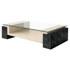 ANTEA Coffee Table Black Marquina Marble Cream Marble Glass Joaquín Moll Design