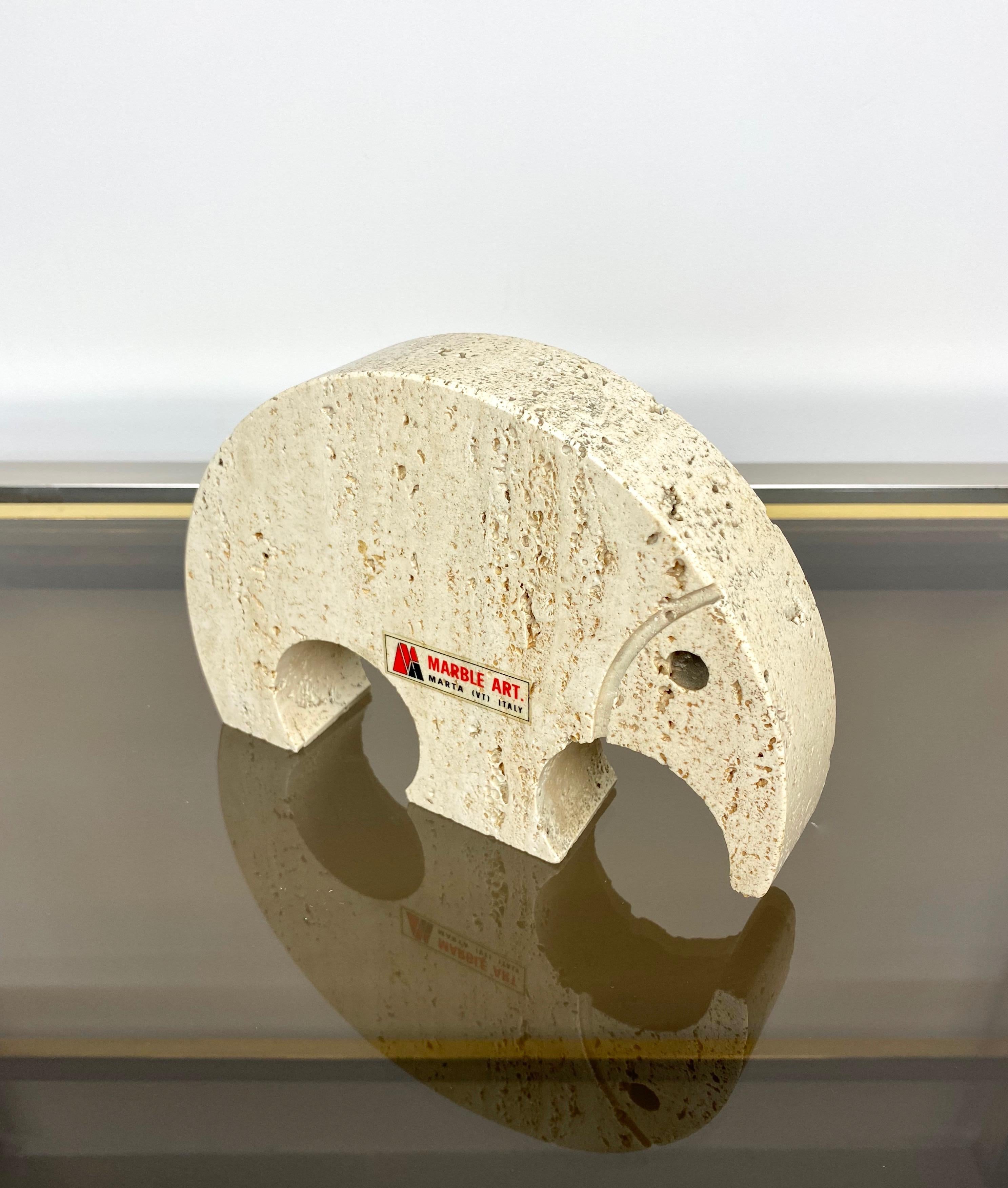 Italian Anteater Travertine Paperweight Sculpture by Fratelli Mannelli, Italy, 1970s