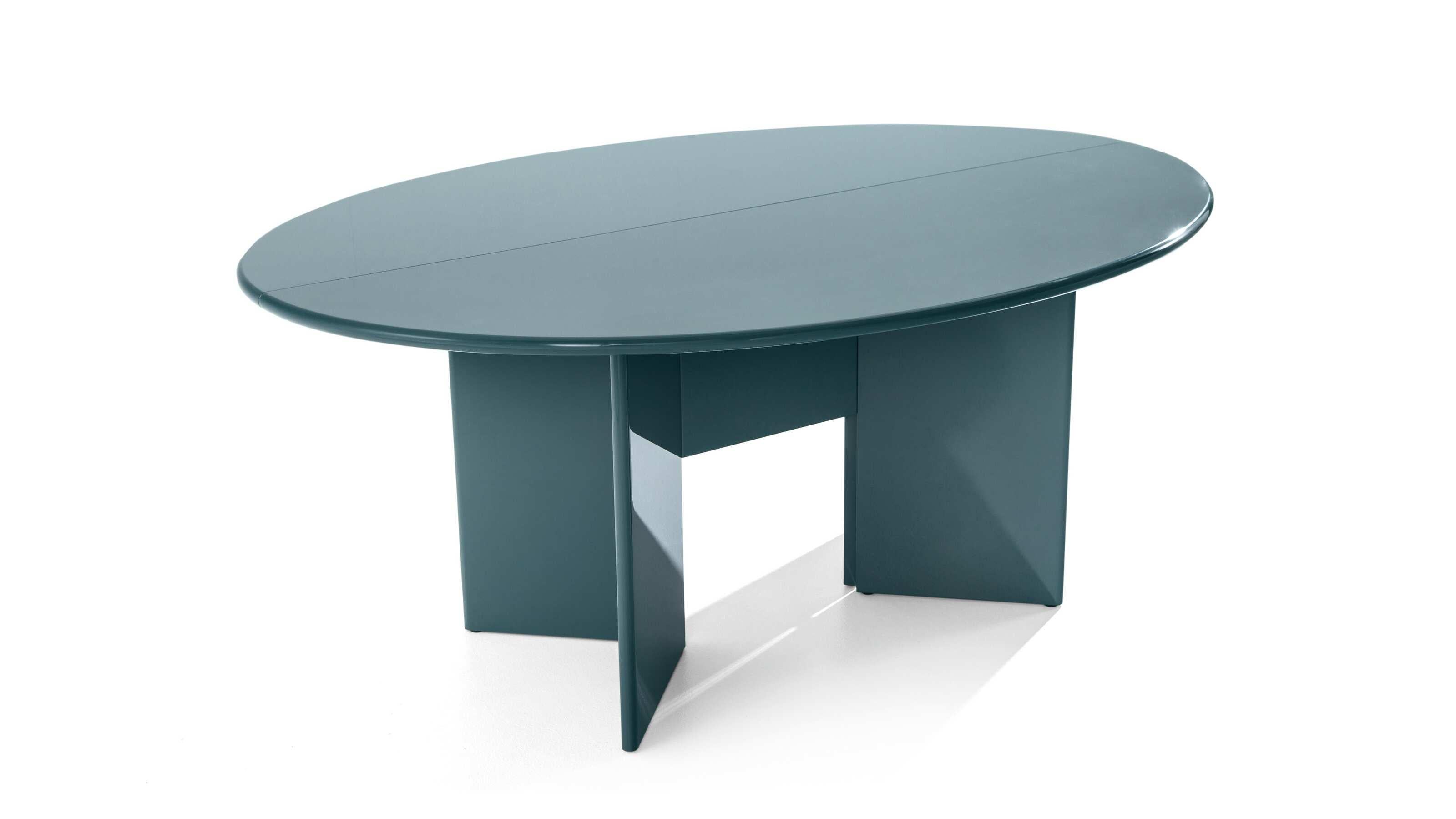 Antella Dining Table by Japanese Architect Kazuhide Takahama for Cassina

Kazuhide Takahama’s Antella is a dual-purpose piece: a console that can be transformed into an oval table. The polyester painted frame, with a gloss or matte finish, is