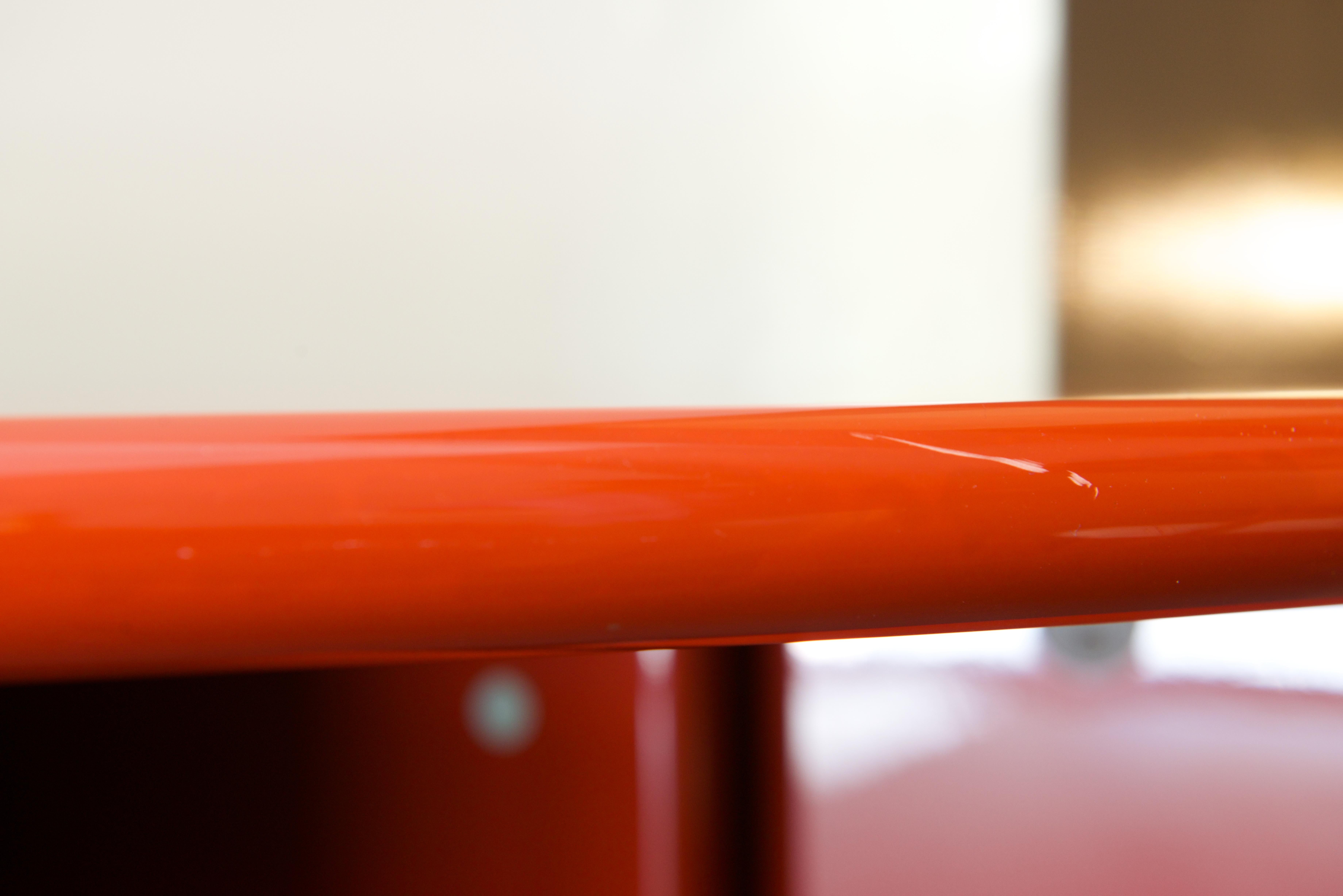 Antella, Oval Console Table by K. Takahama for Simon, Red Lacquer, Italy, 1978 In Good Condition In Roma, IT