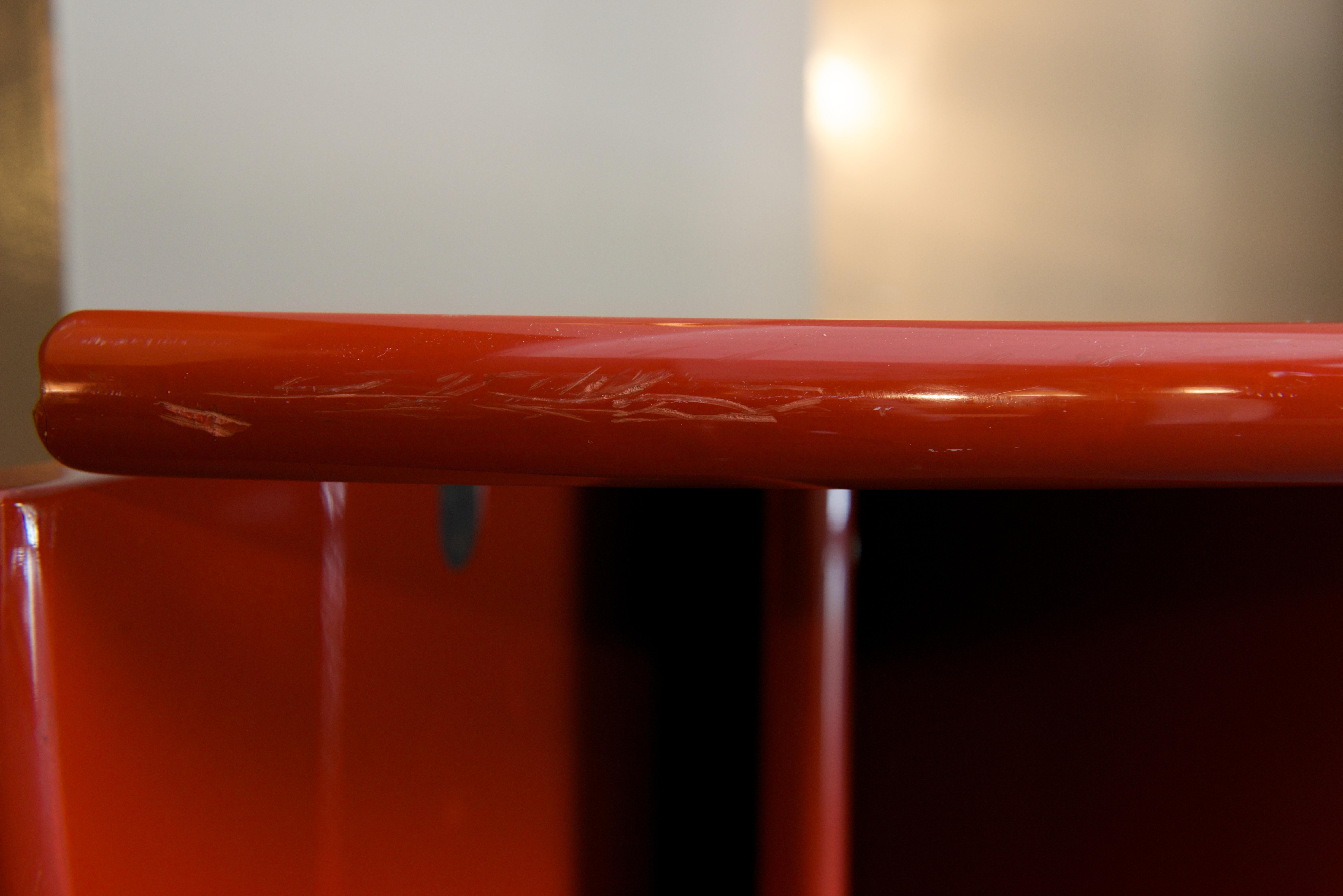 Antella, Oval Console Table by K. Takahama for Simon, Red Lacquer, Italy, 1978 1