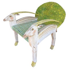 Antelope Armchair Painted Wood by Gérard Rigot. France, 1980s