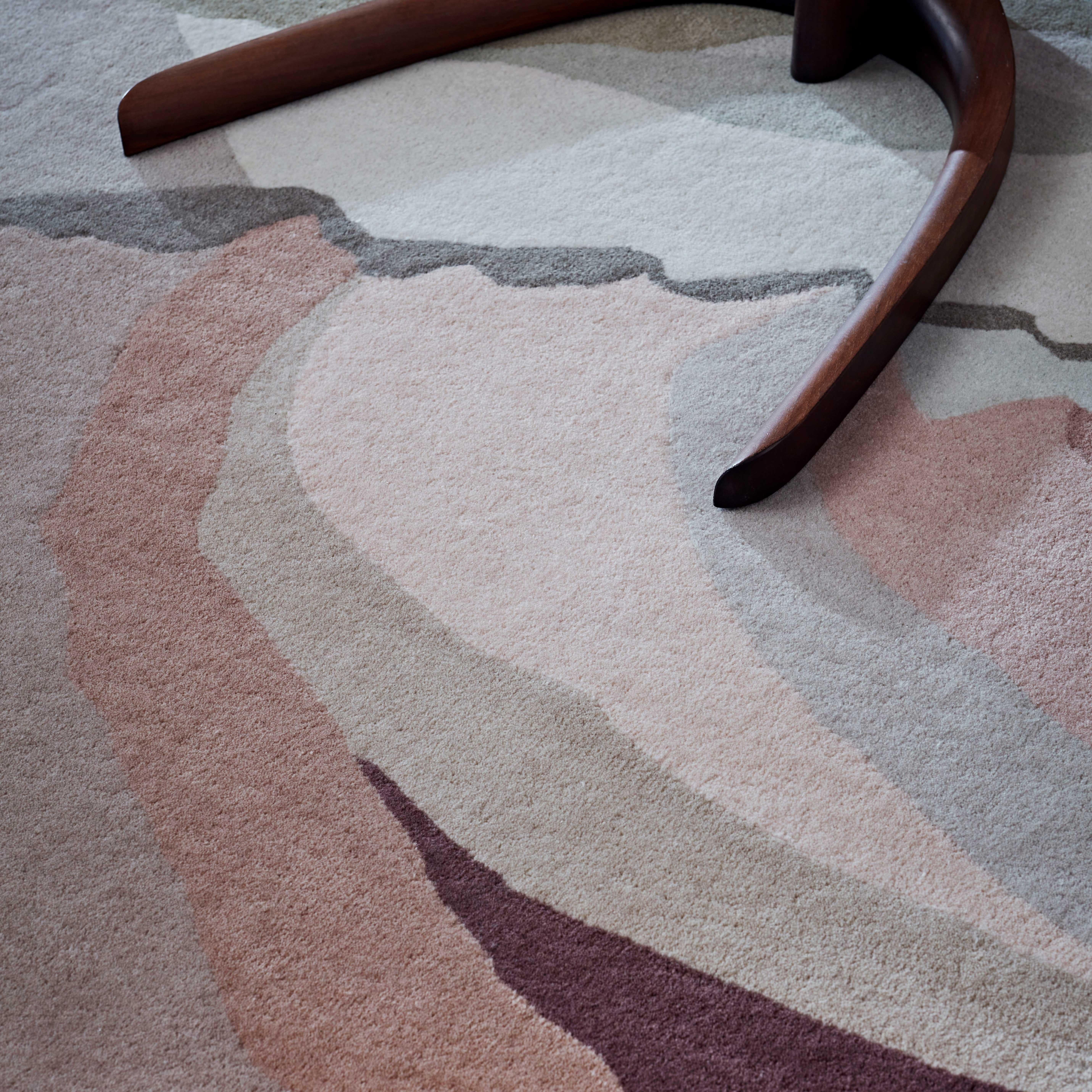 Modern Antelope Canyon Mist Natural Organic Rectangle Area Rug Standard Size For Sale