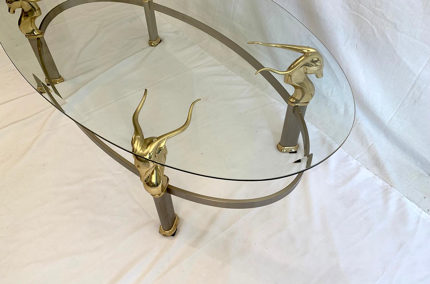 Antelope Coffee Table with Glass Top In Good Condition In Brussels, Brussels