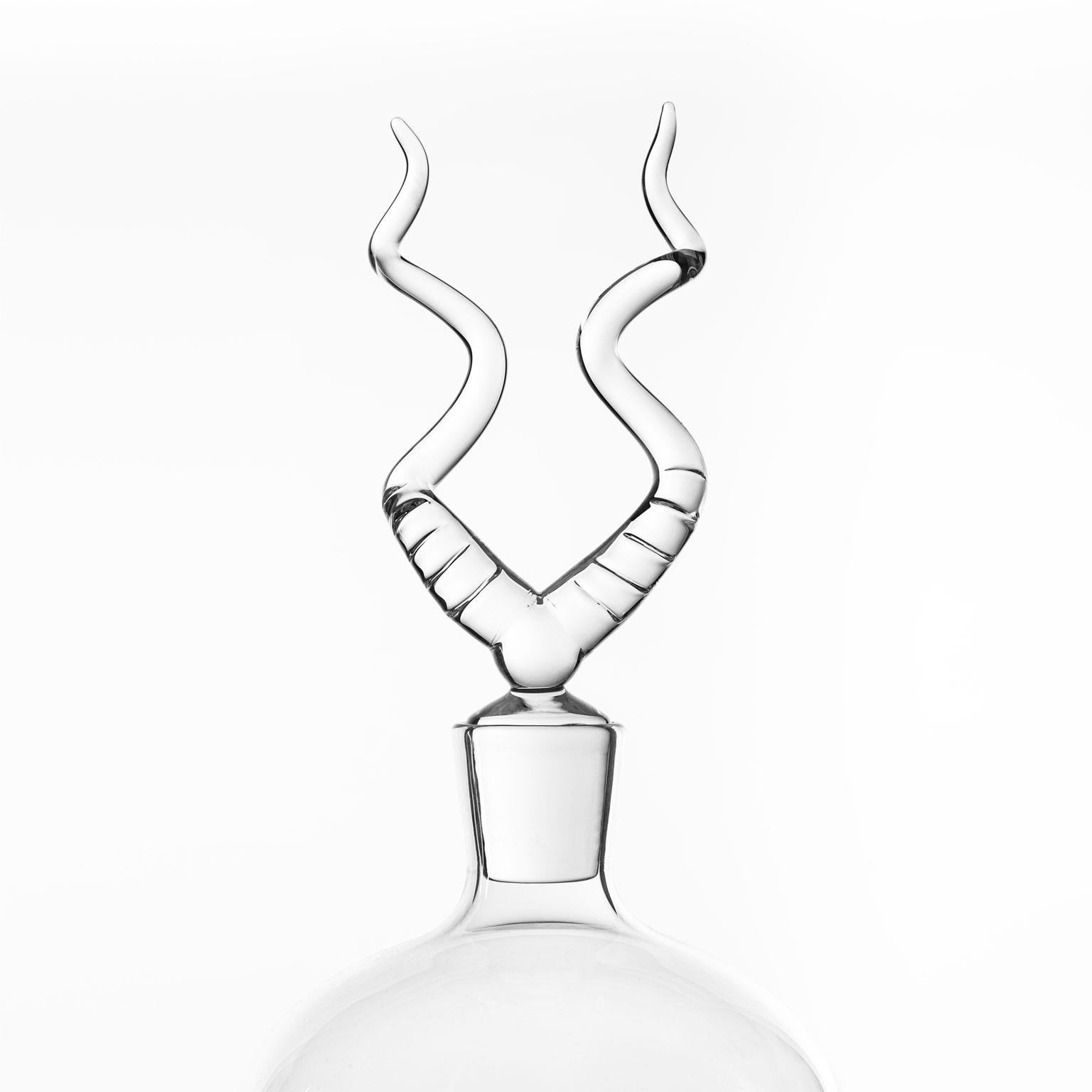 Modern 'Antelope Bottle' Hand Blown Glass Bottle by Simone Crestani For Sale