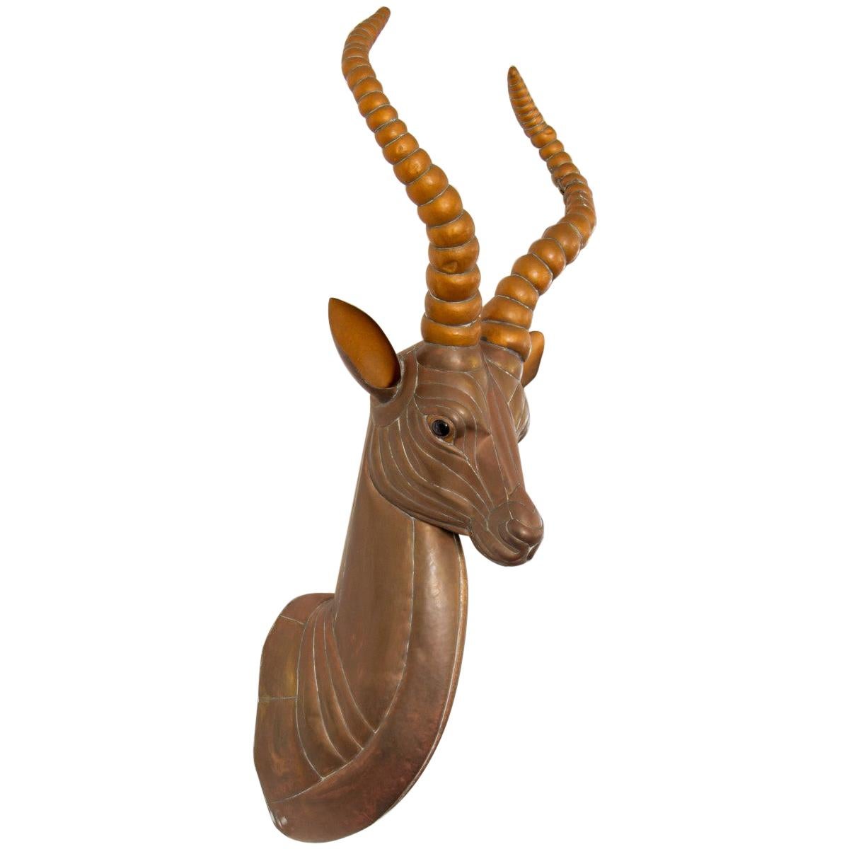 Antelope Head Sculpture by Sergio Bustamante, 1970s