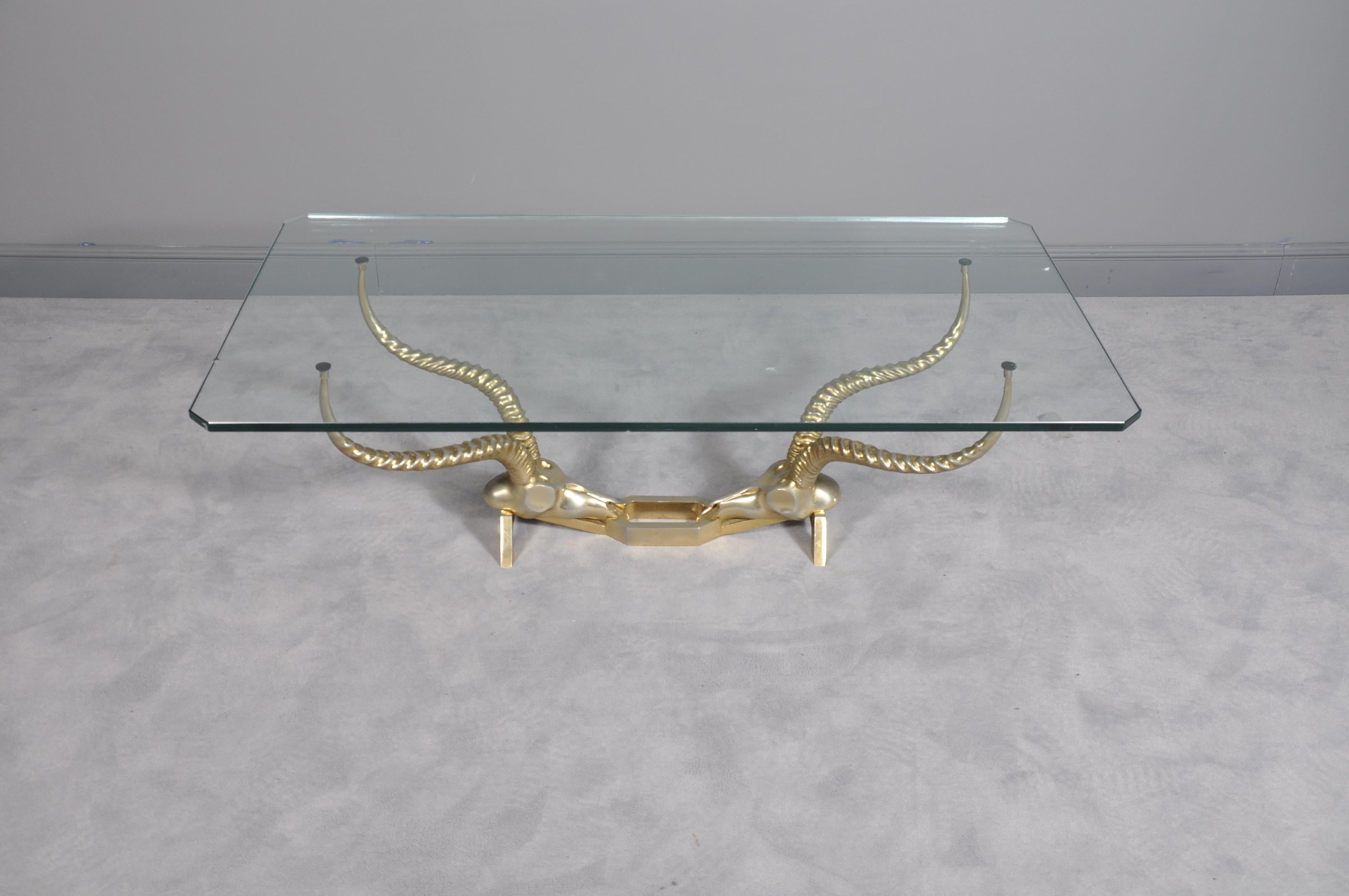 Regency Antelope Horn Coffee Table by Dikran Khoubesserian for Fondica France, 1960s For Sale