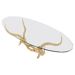 Mesa baja ovalada de cuerno de antílope Dikran Khoubesserian para Fondica France Patina