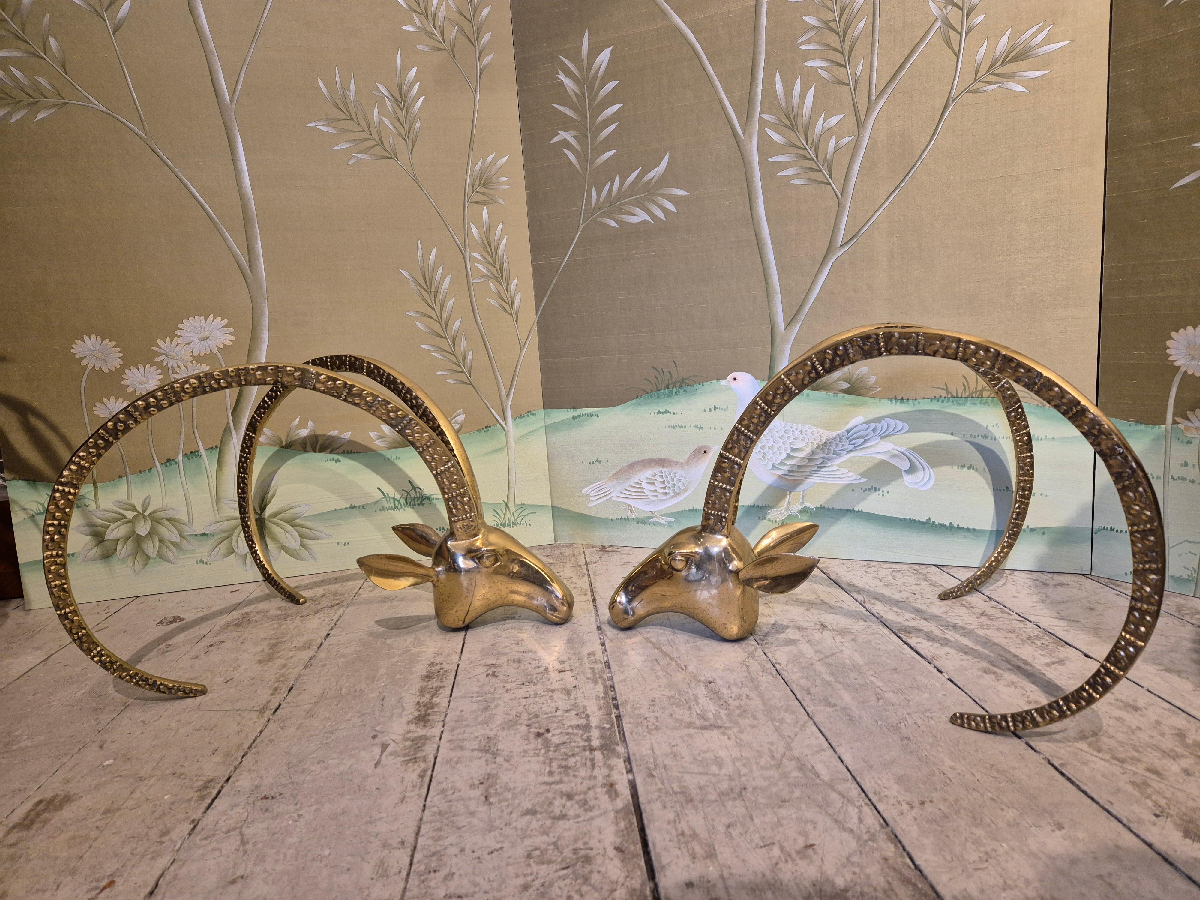 Fin du 20e siècle Base de table basse Antelope/Ibex, laiton, Régence hollywoodienne, années 1970 en vente