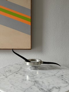 Antelope Resin Horn & Pewter Olive Serving Dish And Spoon, France 1990’s