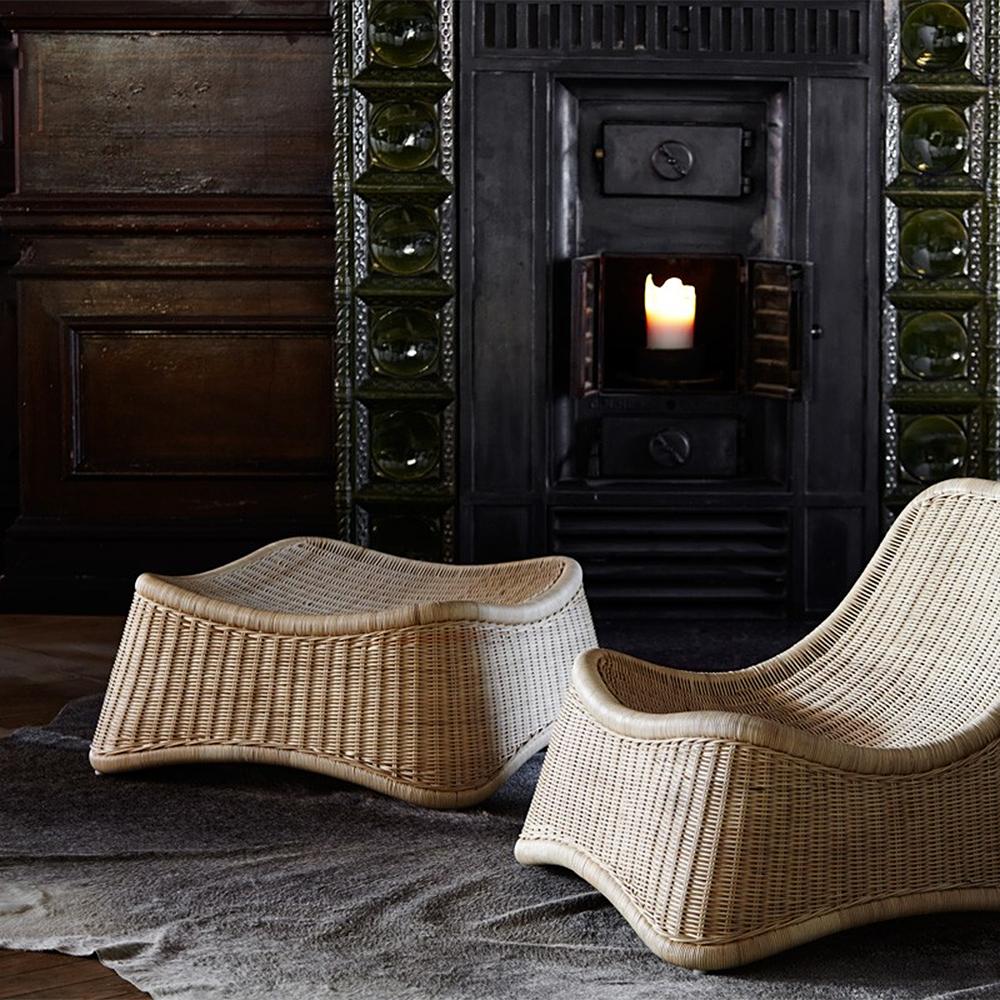 Rattan Set poltrona e pouf Antem in vendita