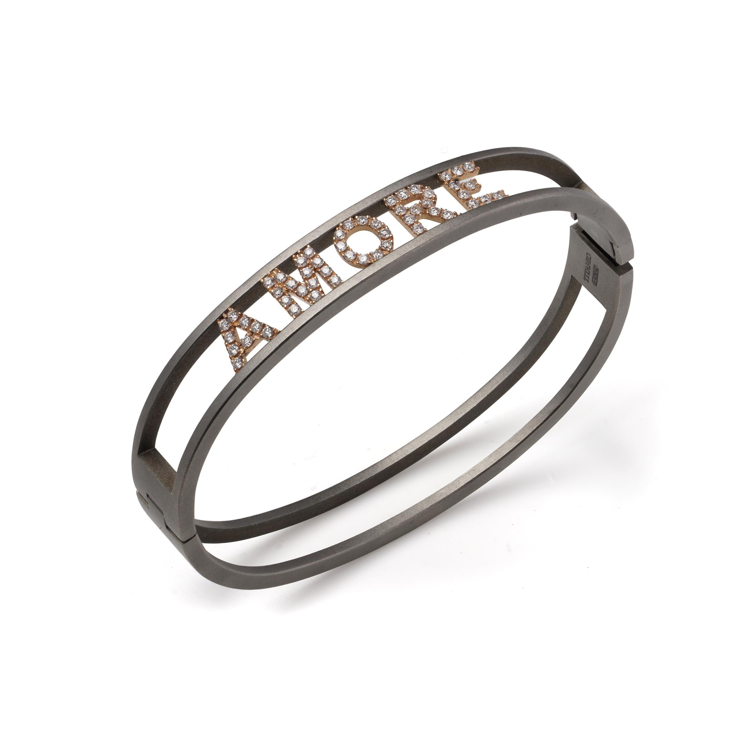 Bracciale Anteo in titanio e oro rosa 18 carati con incastonatura In condizioni buone in vendita a Braintree, GB
