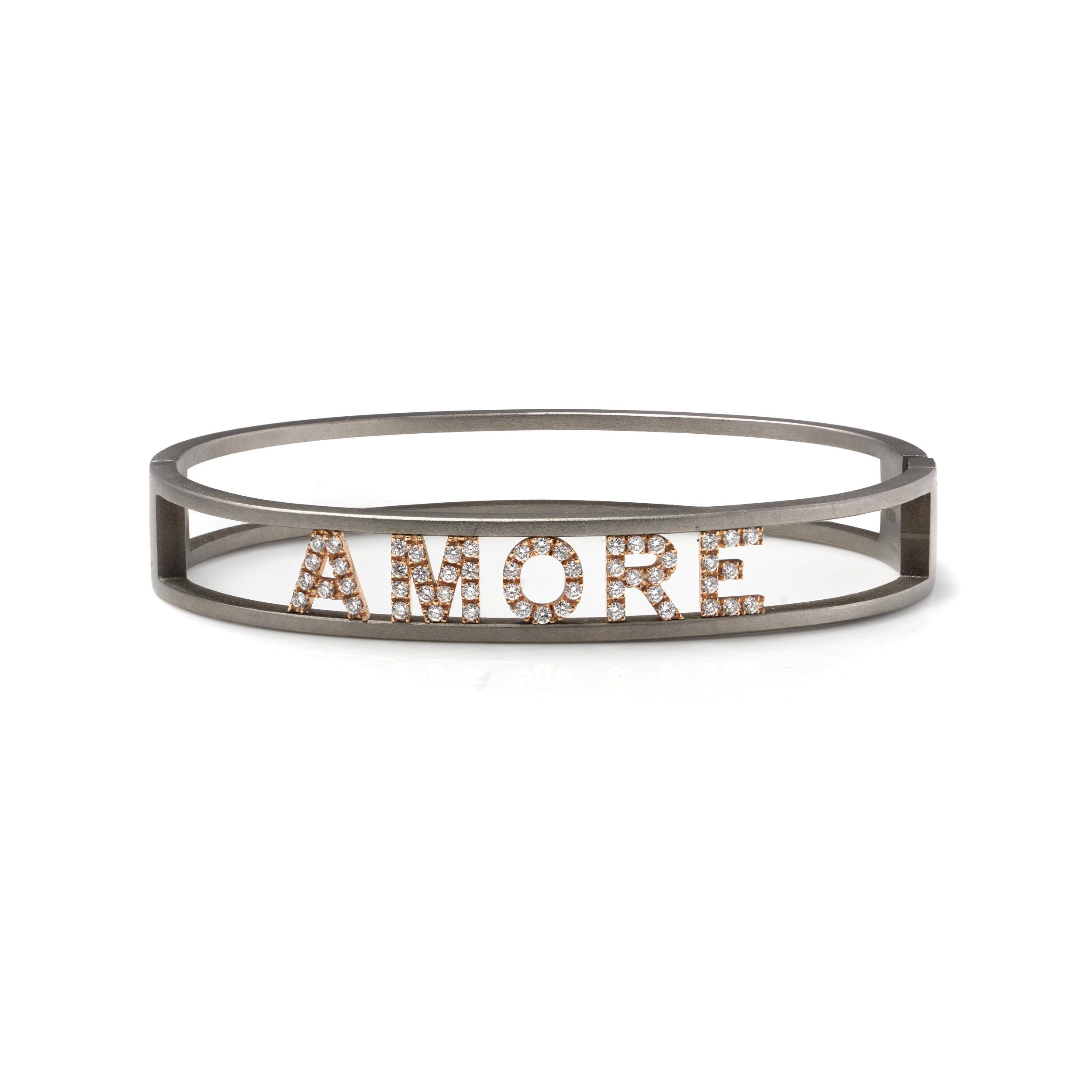 Donna Bracciale Anteo in titanio e oro rosa 18 carati con incastonatura in vendita